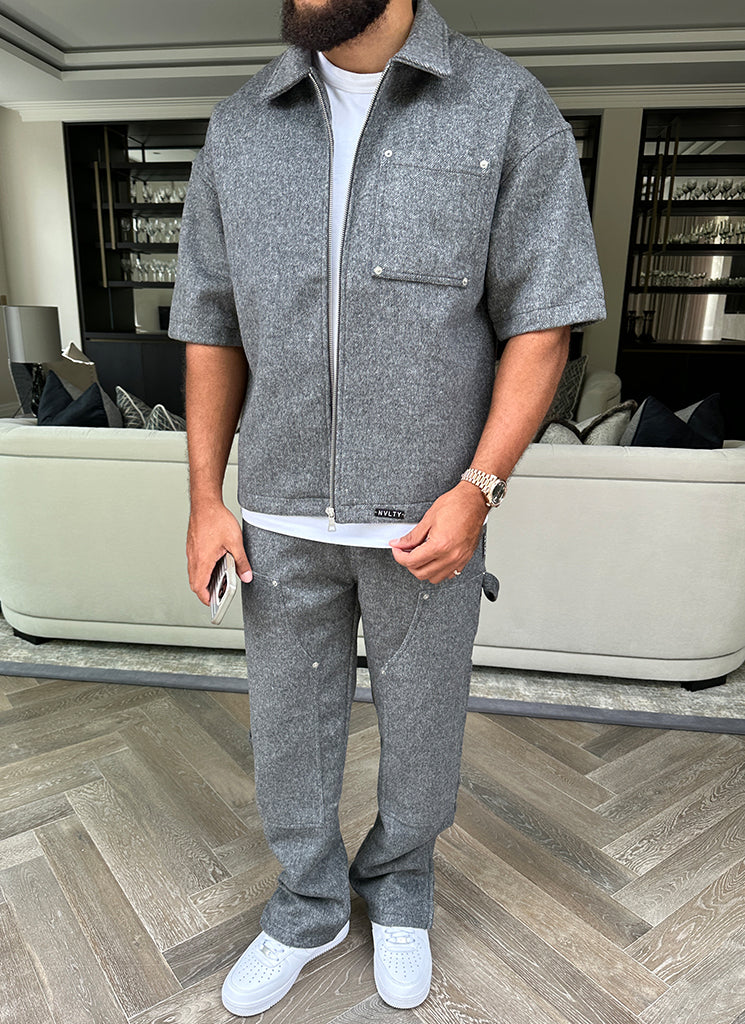 Heavyweight Wool Carpenter Rivet Pants - Grey - Image 5