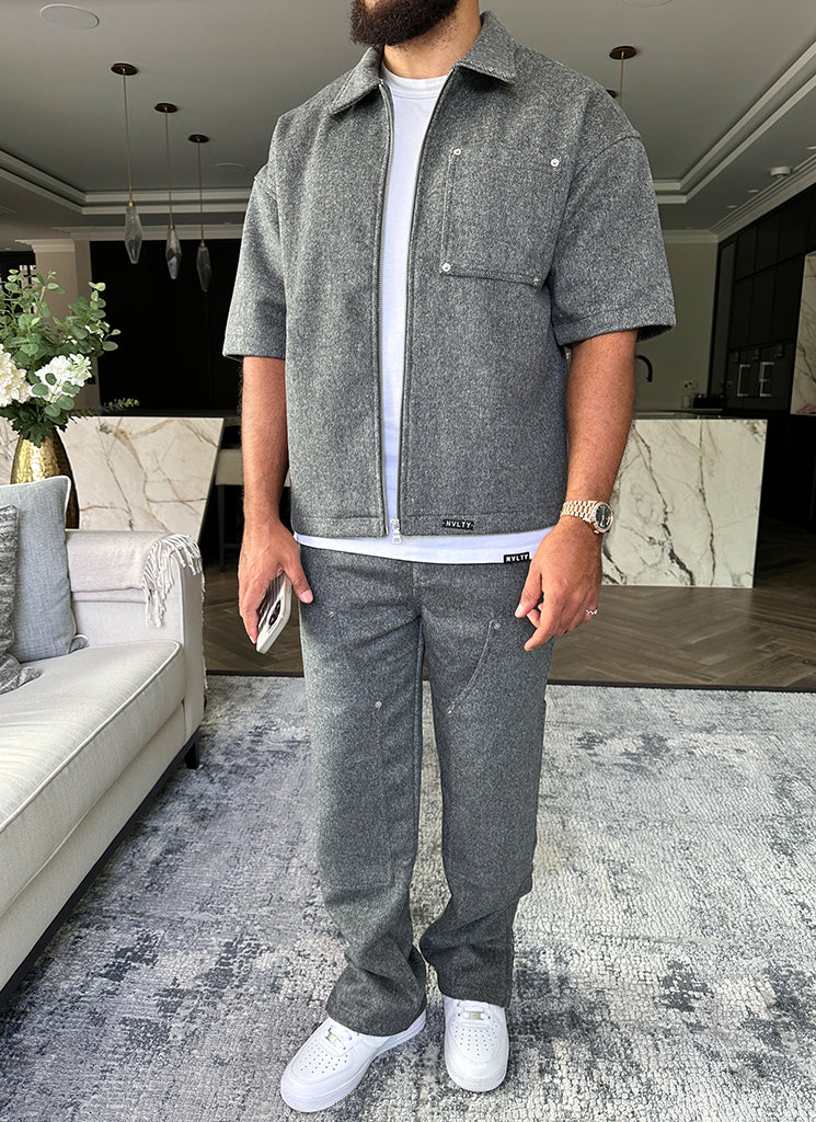 Heavyweight Wool Rivet Shirt - Grey - Image 10