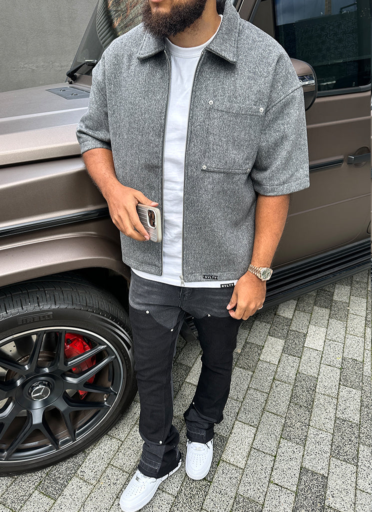 Heavyweight Wool Rivet Shirt - Grey - Image 5