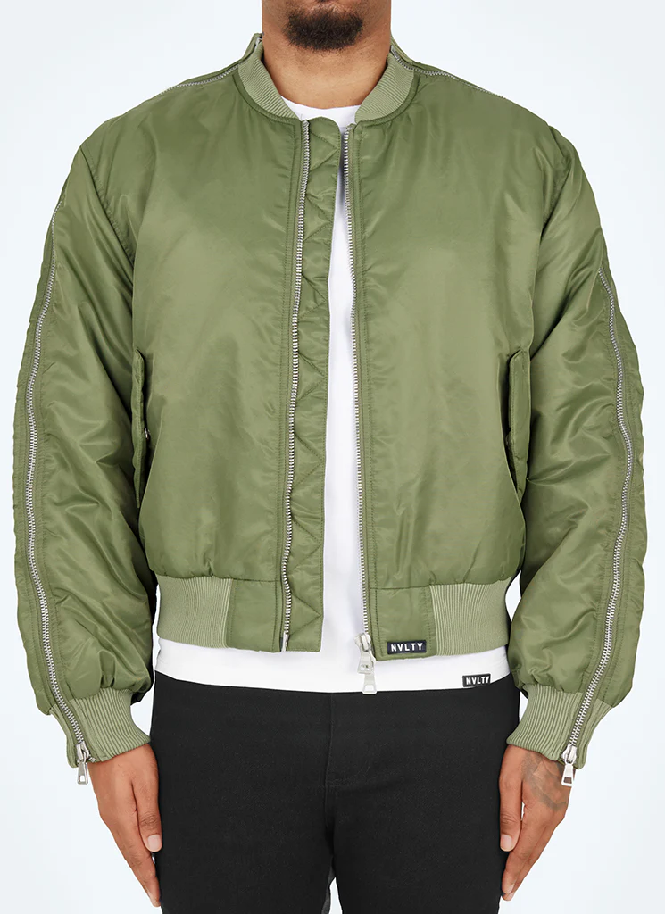 Heavyweight Zipper Bomber Jacket - Khaki - Image 2