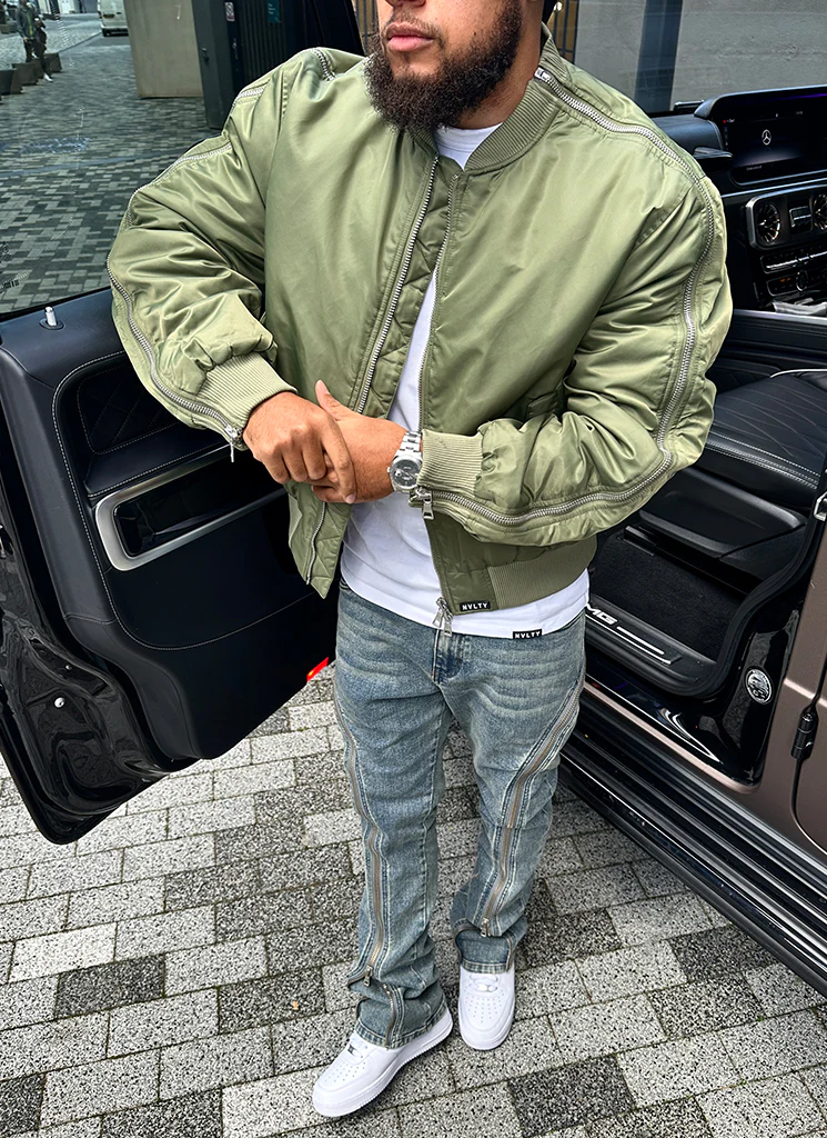 Heavyweight Zipper Bomber Jacket - Khaki - Image 5