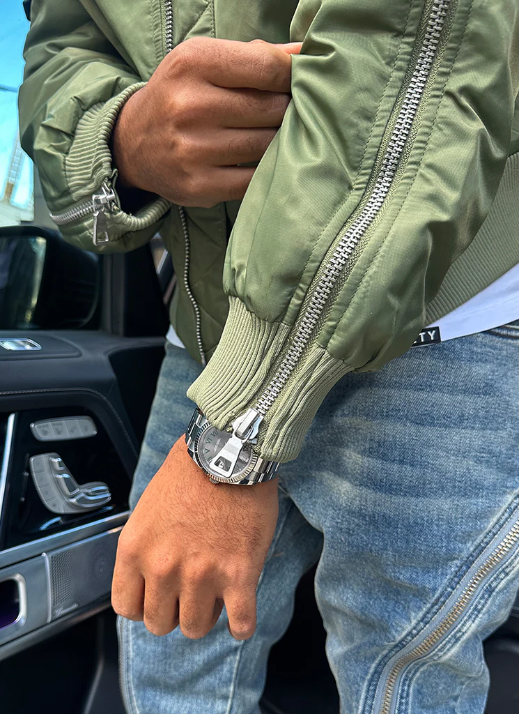 Heavyweight Zipper Bomber Jacket - Khaki - Image 6