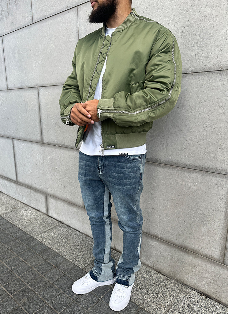 Heavyweight Zipper Bomber Jacket - Khaki - Image 7