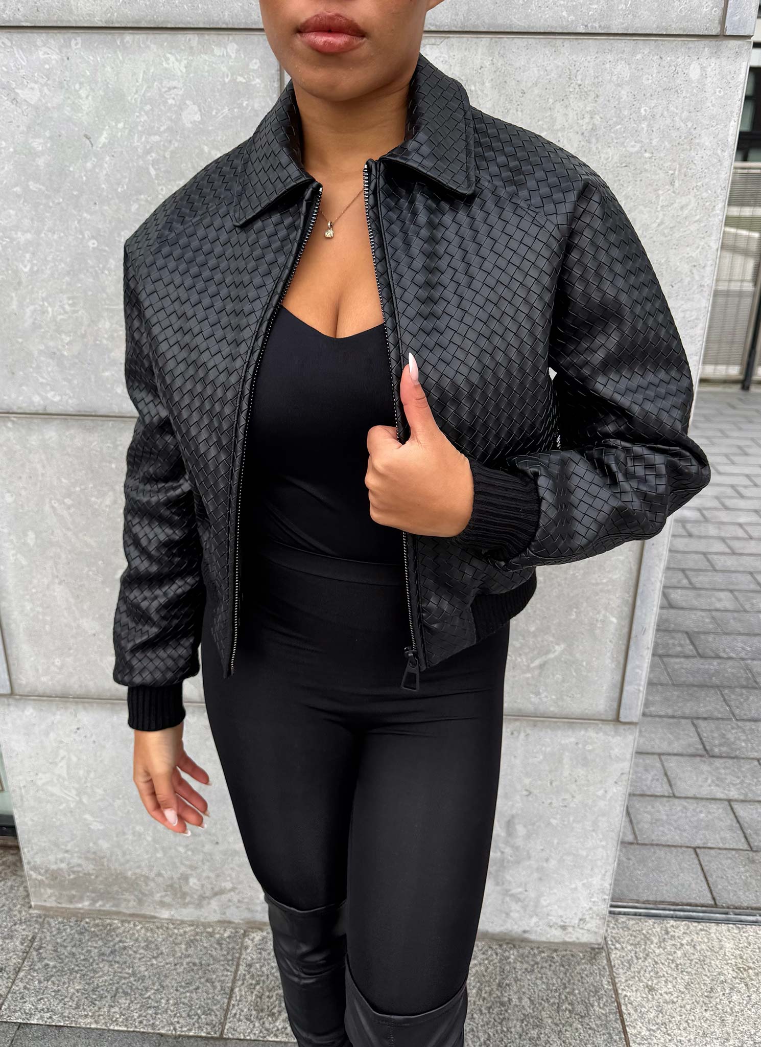 Interlock Aviator Jacket - Black - Image 9