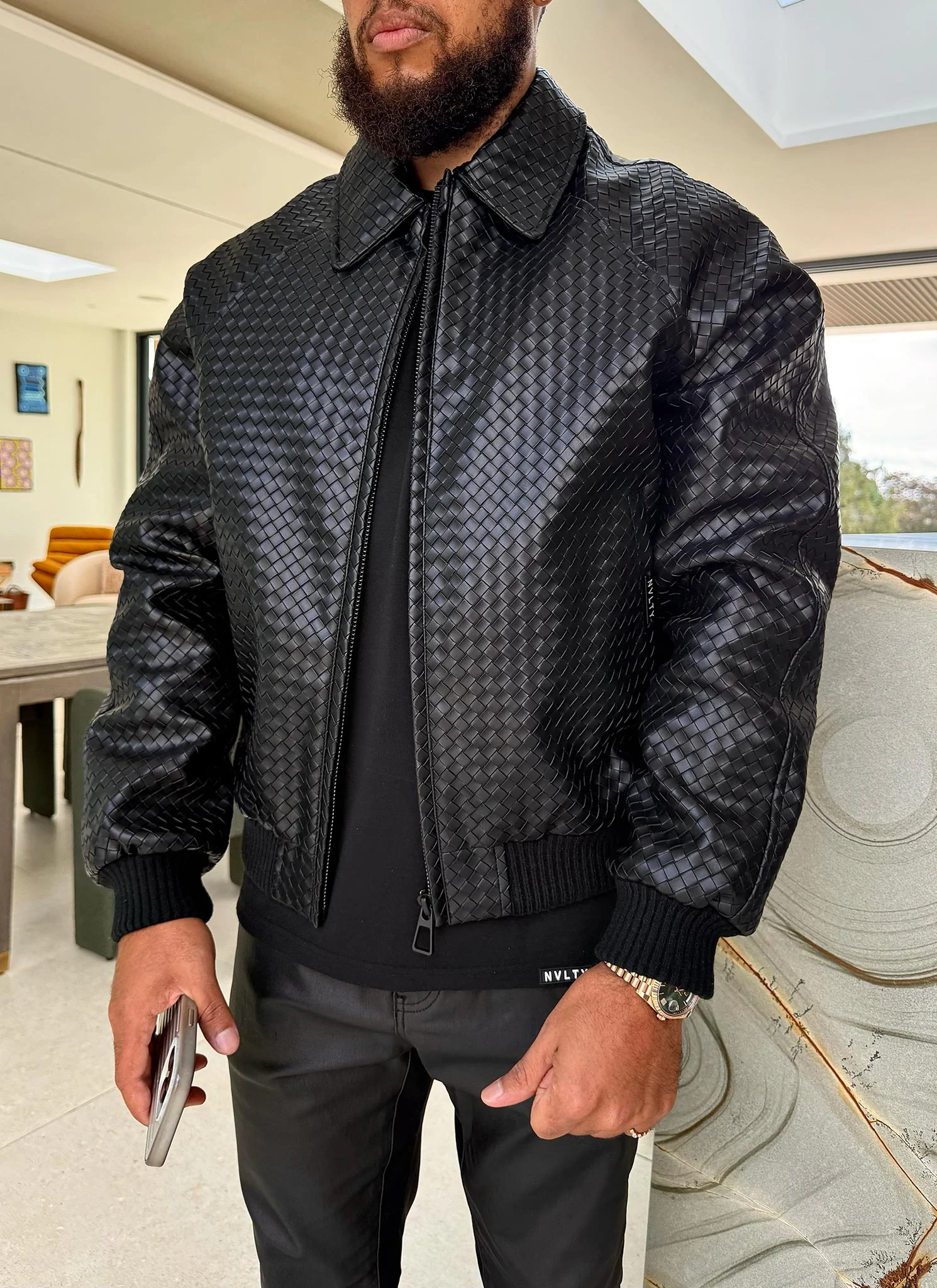Interlock Aviator Jacket - Black - Image 4