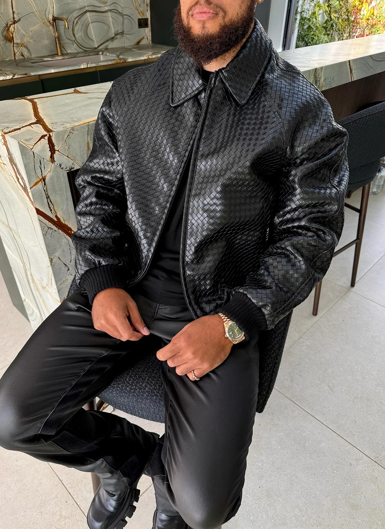 Interlock Aviator Jacket - Black - Image 9