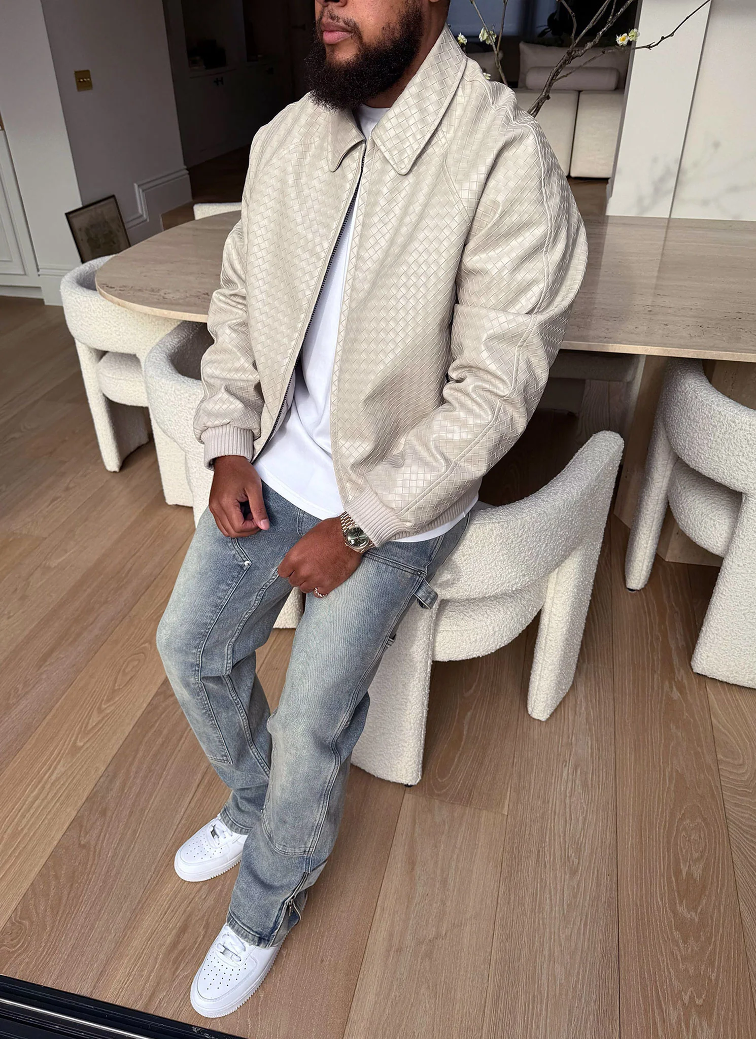 Interlock Aviator Jacket - Ivory - Image 4