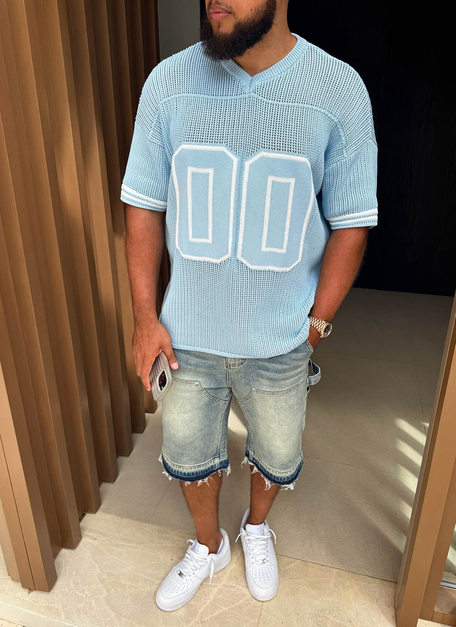 Knitted Members Jersey - Baby Blue - Image 10