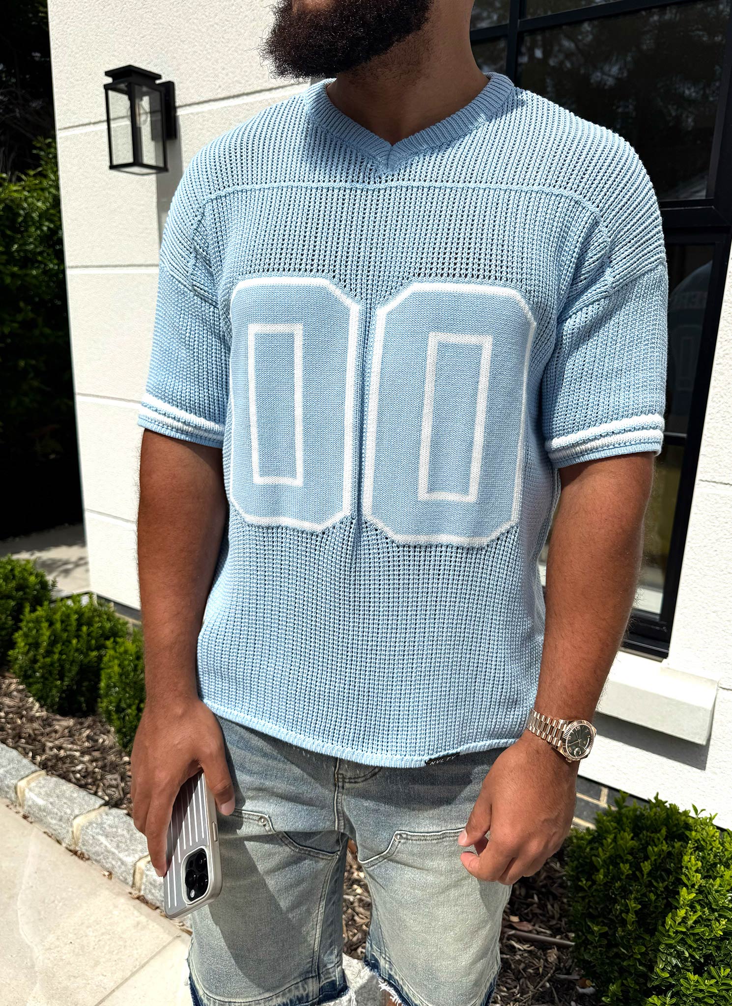 Knitted Members Jersey - Baby Blue - Image 13