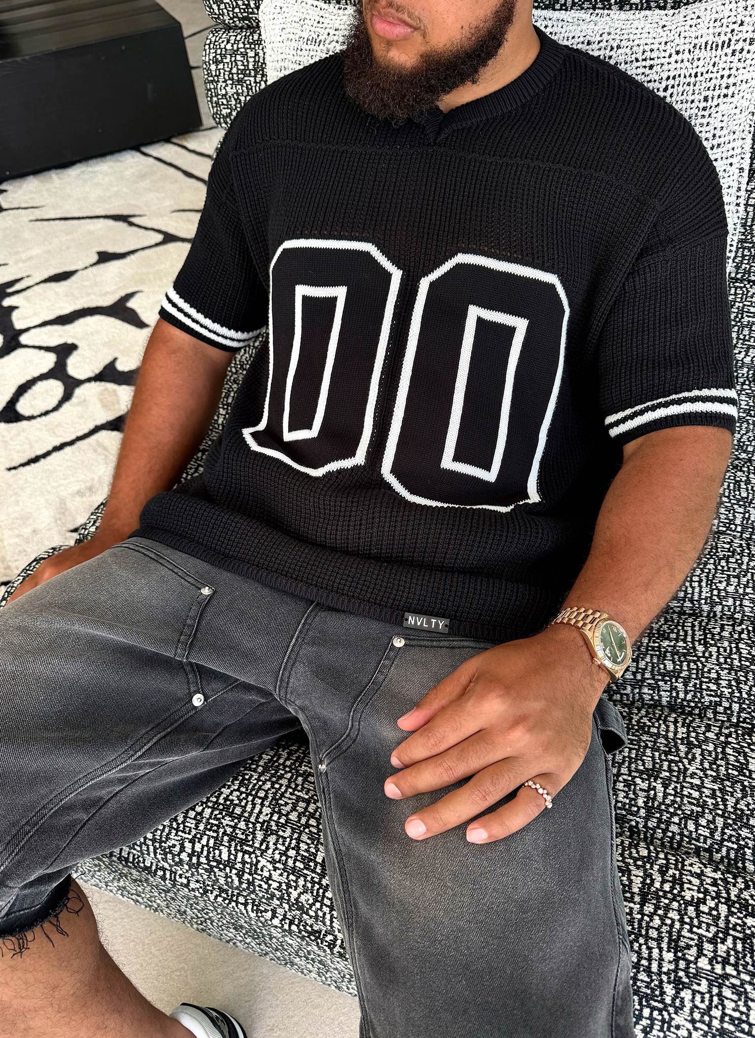 Knitted Members Jersey - Black - Image 10