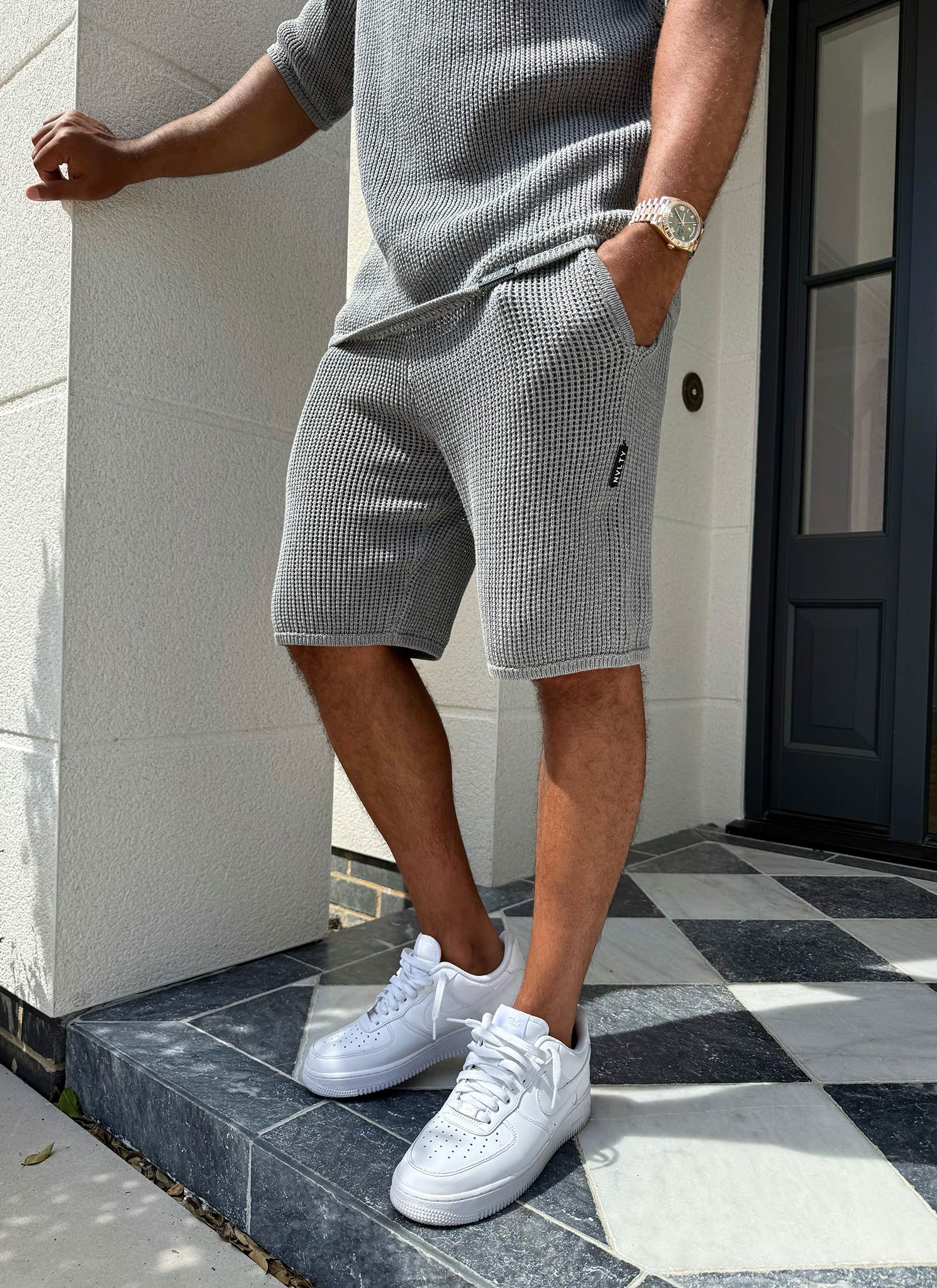 Knitted T-Shirt - Grey - Image 8