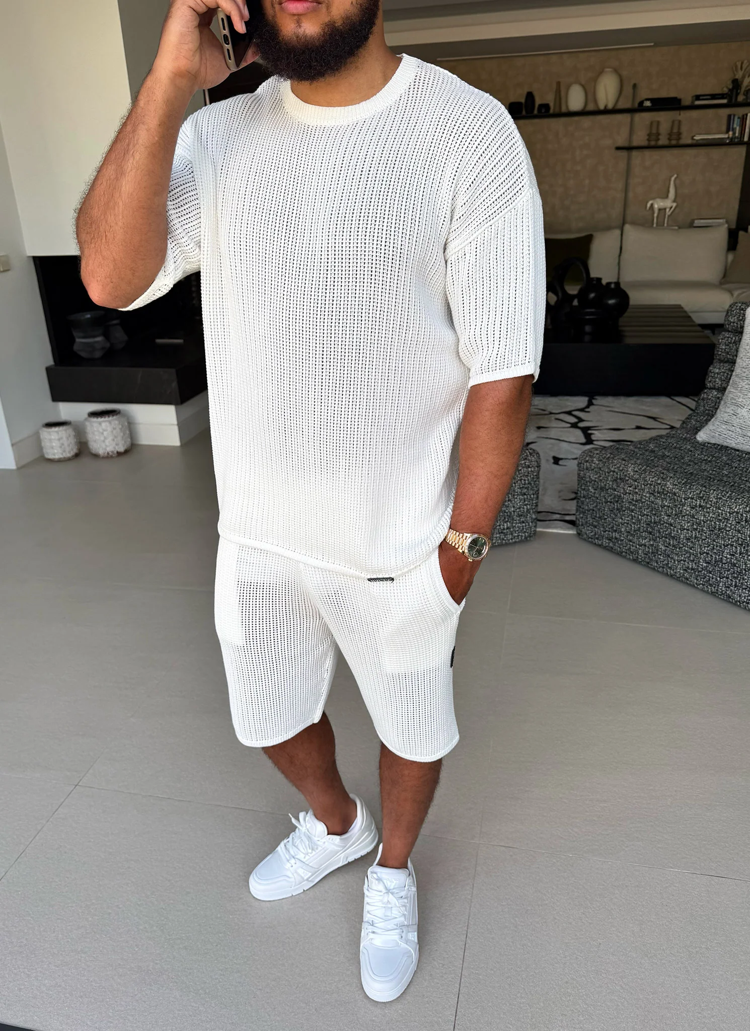 Knitted T-Shirt - Ivory - Image 10