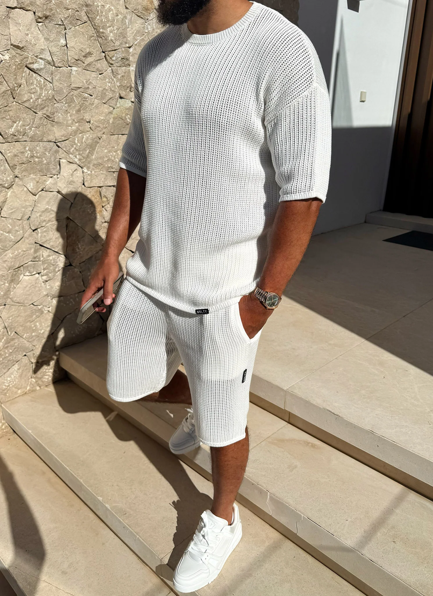 Knitted T-Shirt - Ivory - Image 5