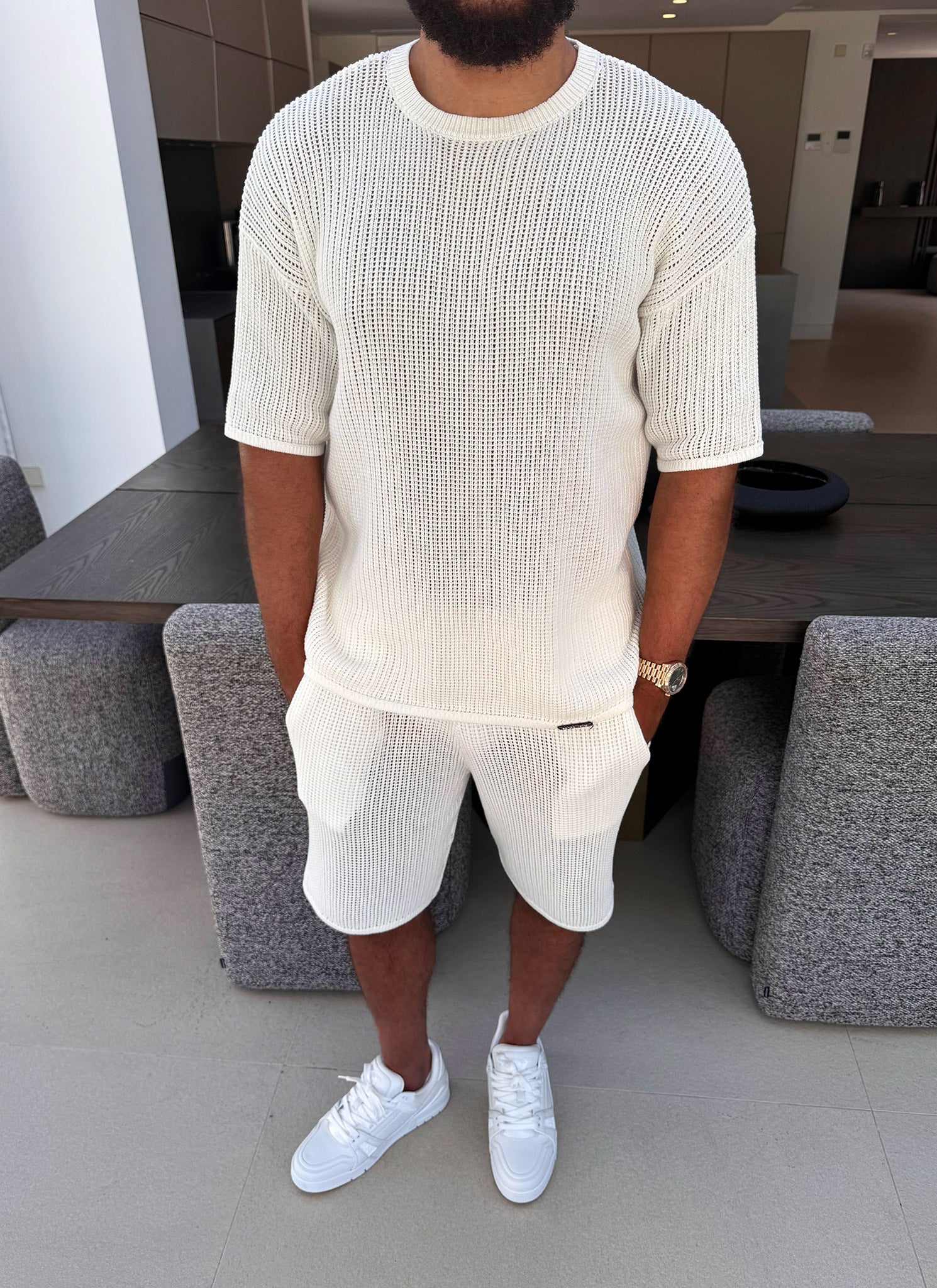 Knitted T-Shirt - Ivory - Image 7