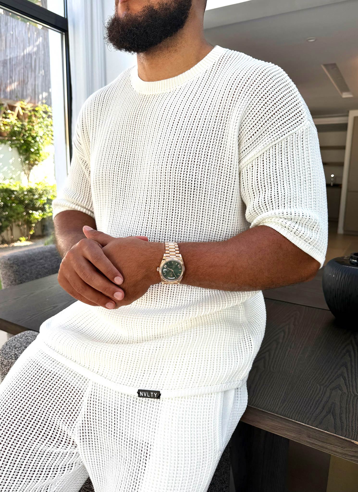 Knitted T-Shirt - Ivory - Image 8