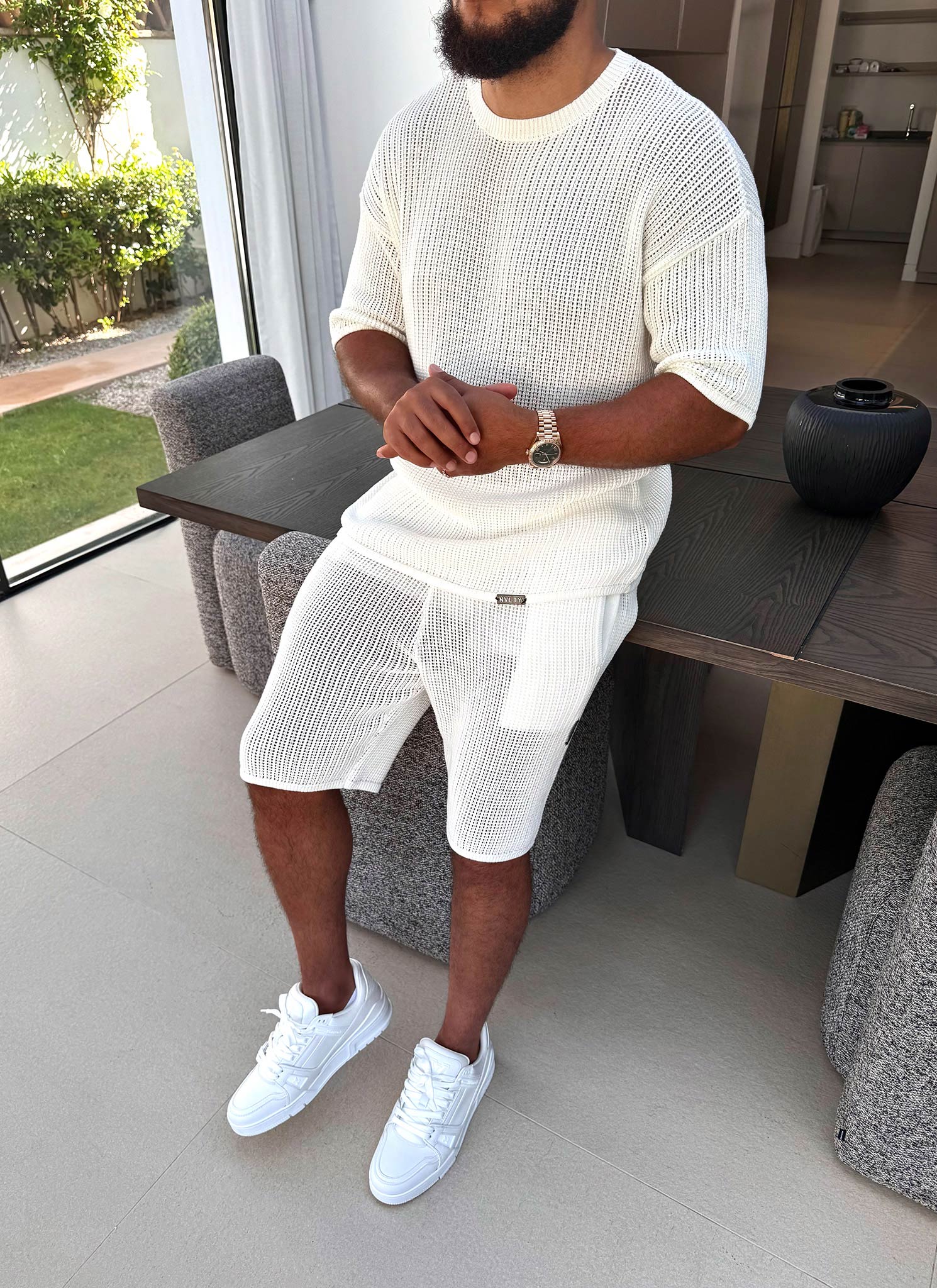 Knitted T-Shirt - Ivory - Image 9