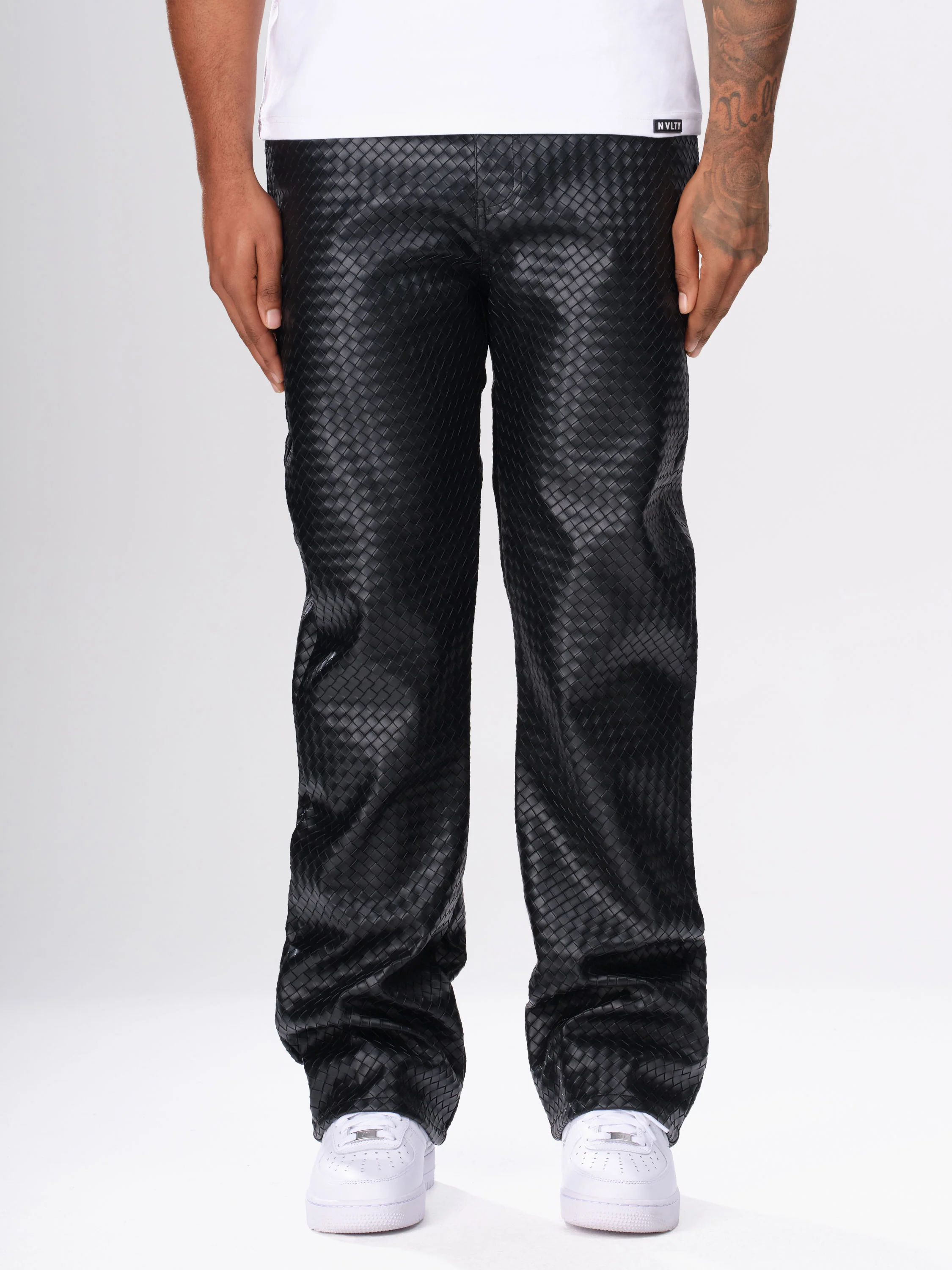 Leather Interlock Pants - Black