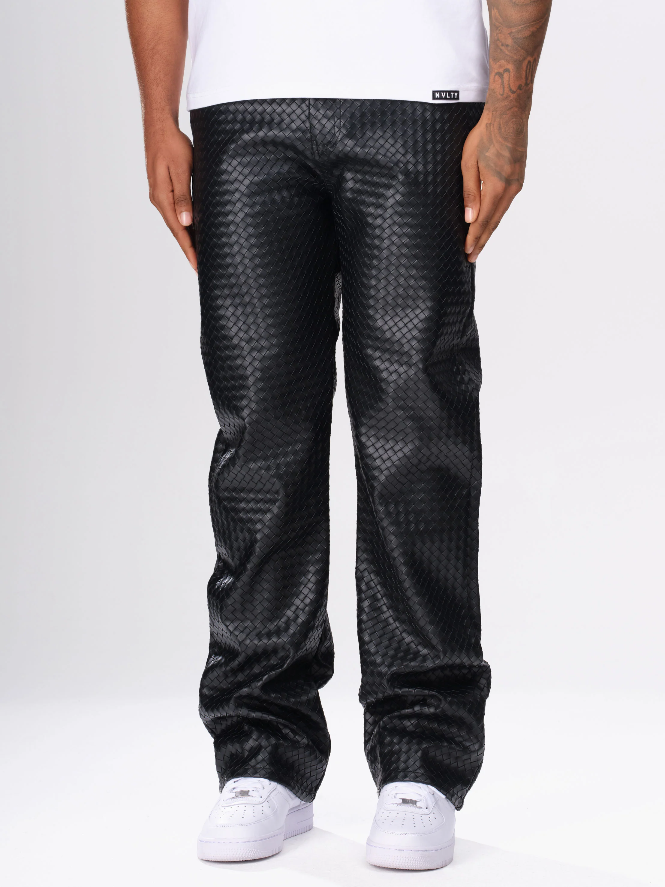 Leather Interlock Pants - Black - Image 5