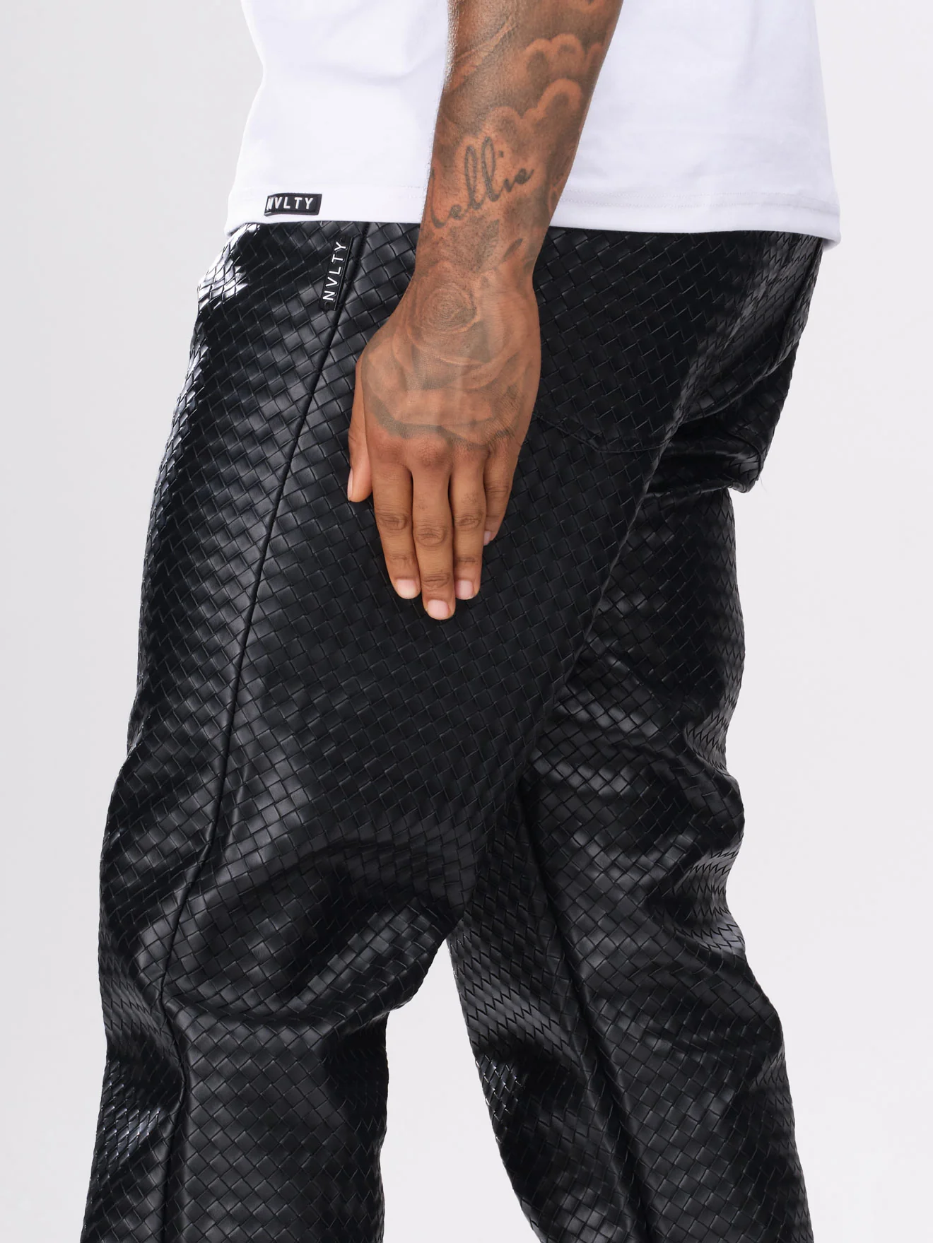 Leather Interlock Pants - Black - Image 6