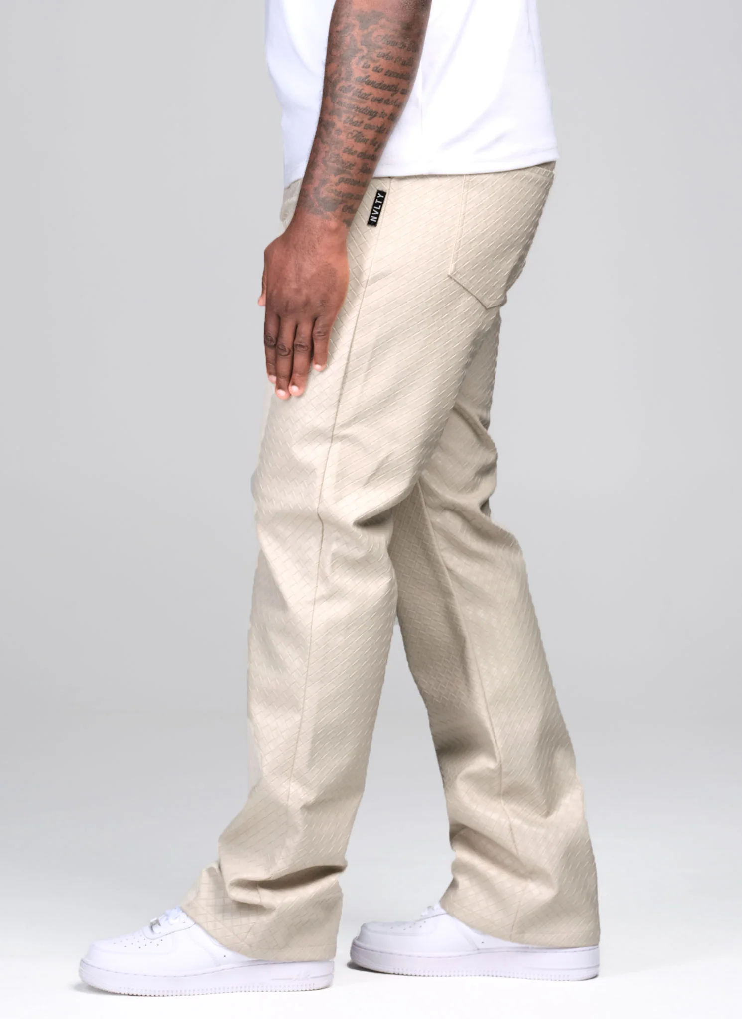 Leather Interlock Pants - Ivory - Image 3