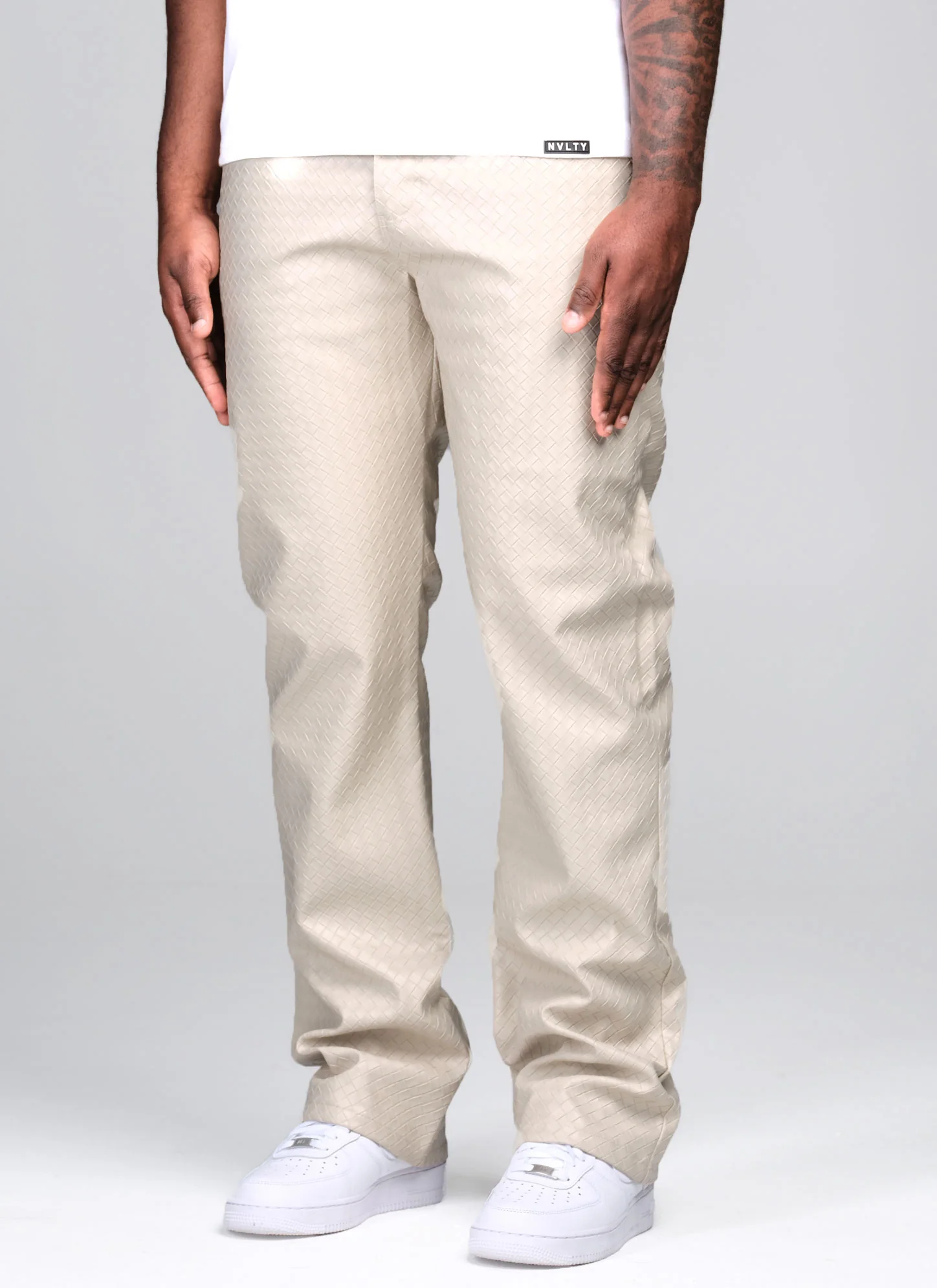 Leather Interlock Pants - Ivory - Image 5