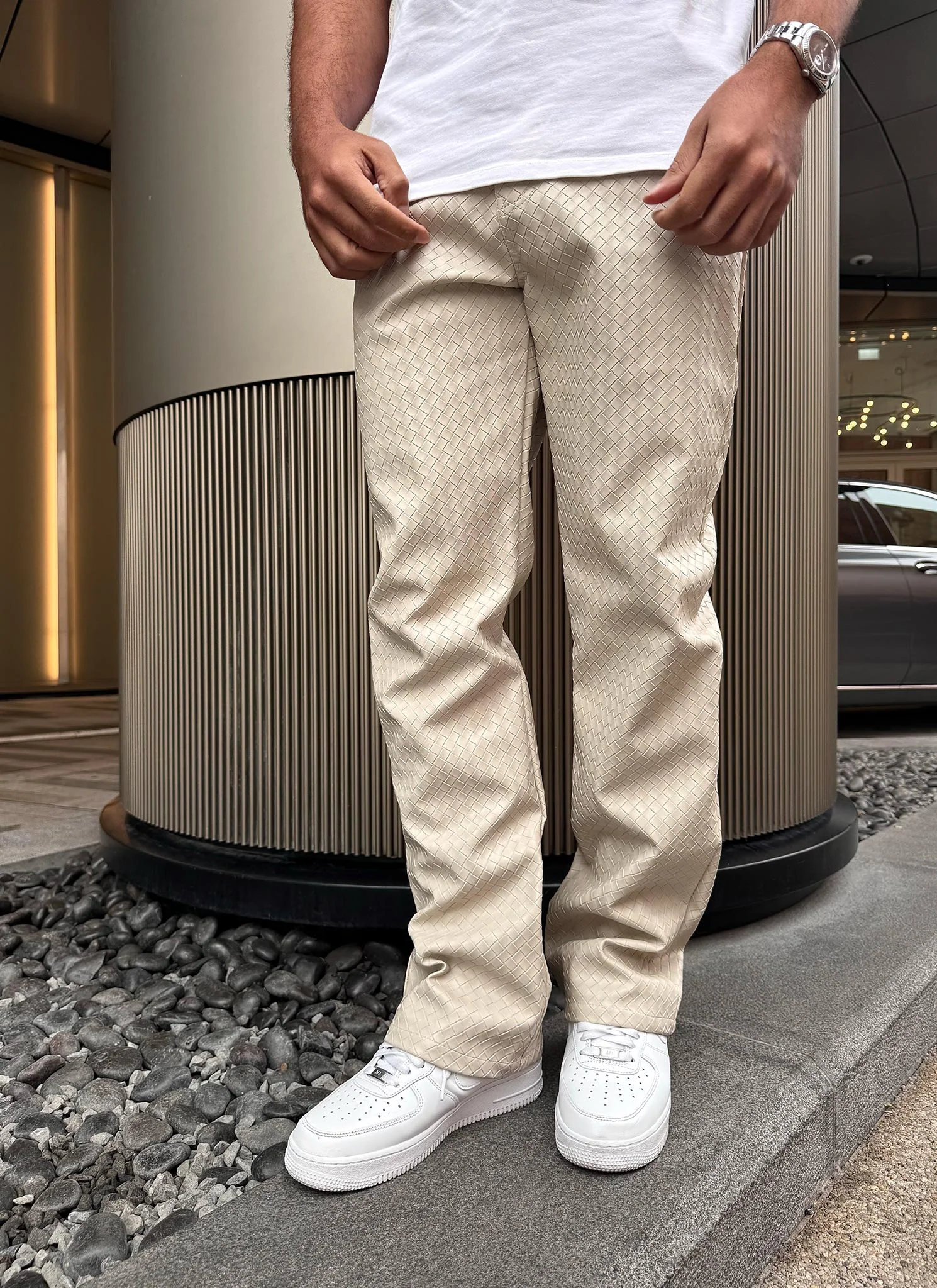Leather Interlock Pants - Ivory - Image 7