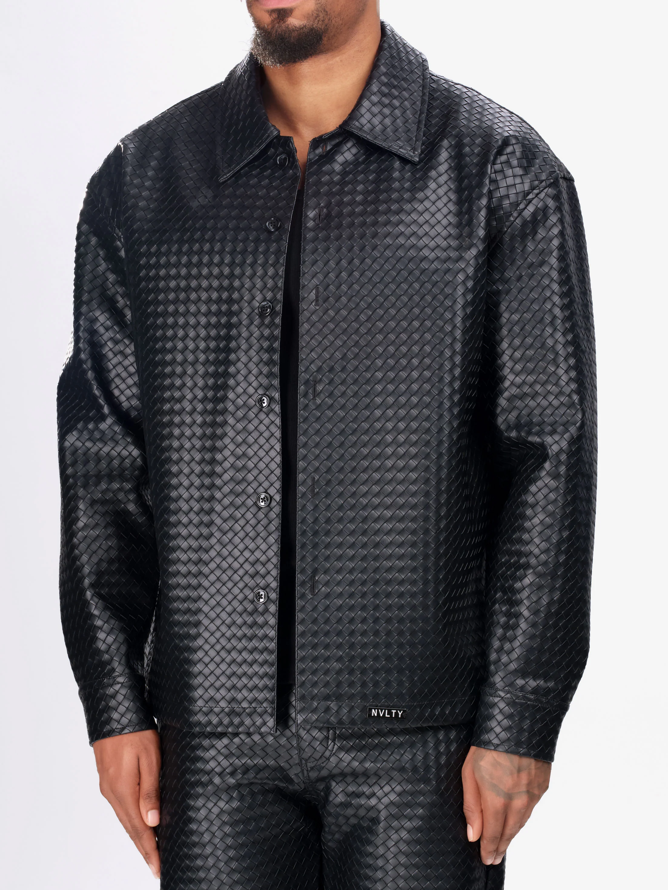 Leather Interlock Shirt - Black - Image 3