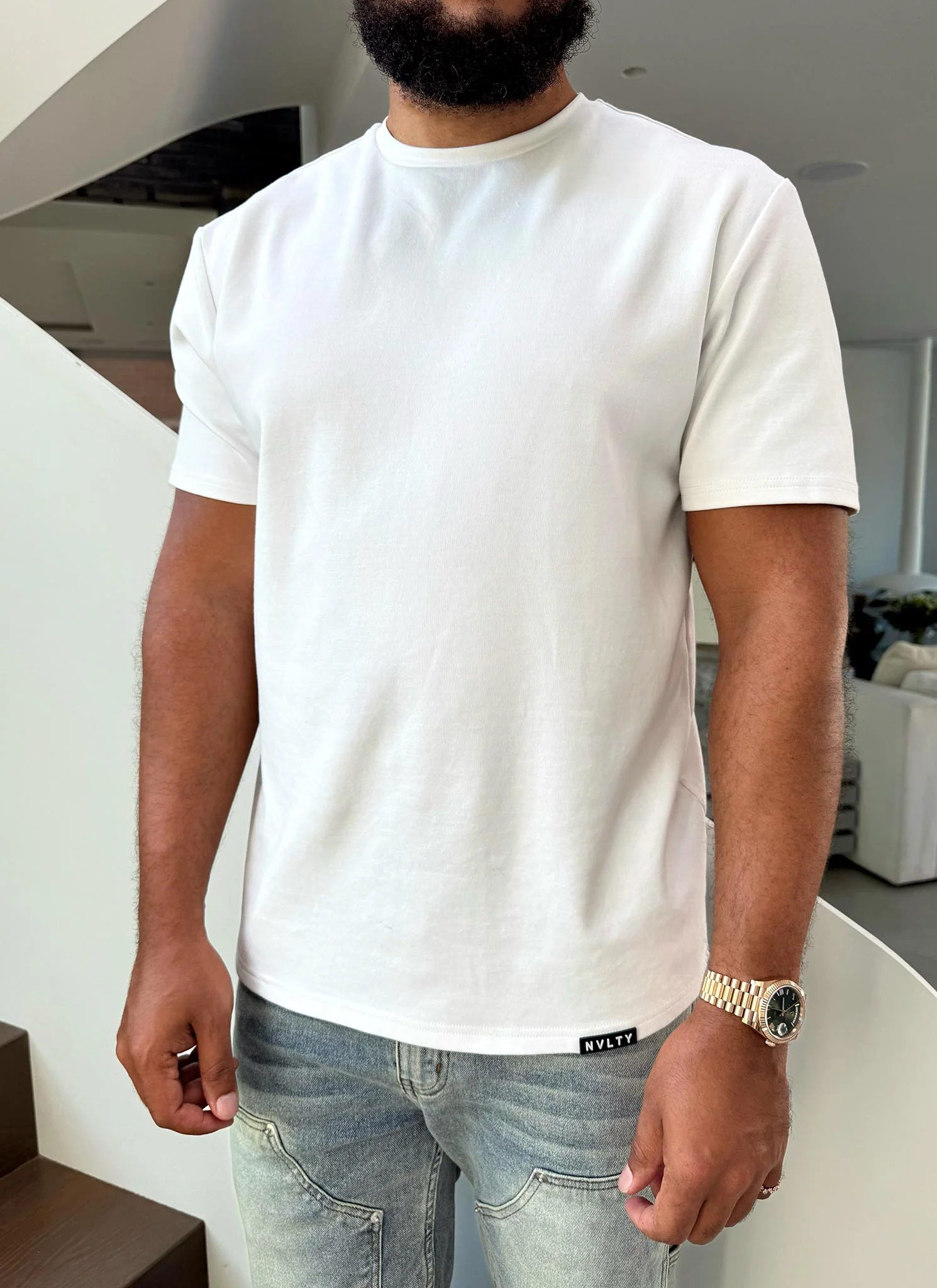 Luxe Cotton T-Shirt - White - Image 4
