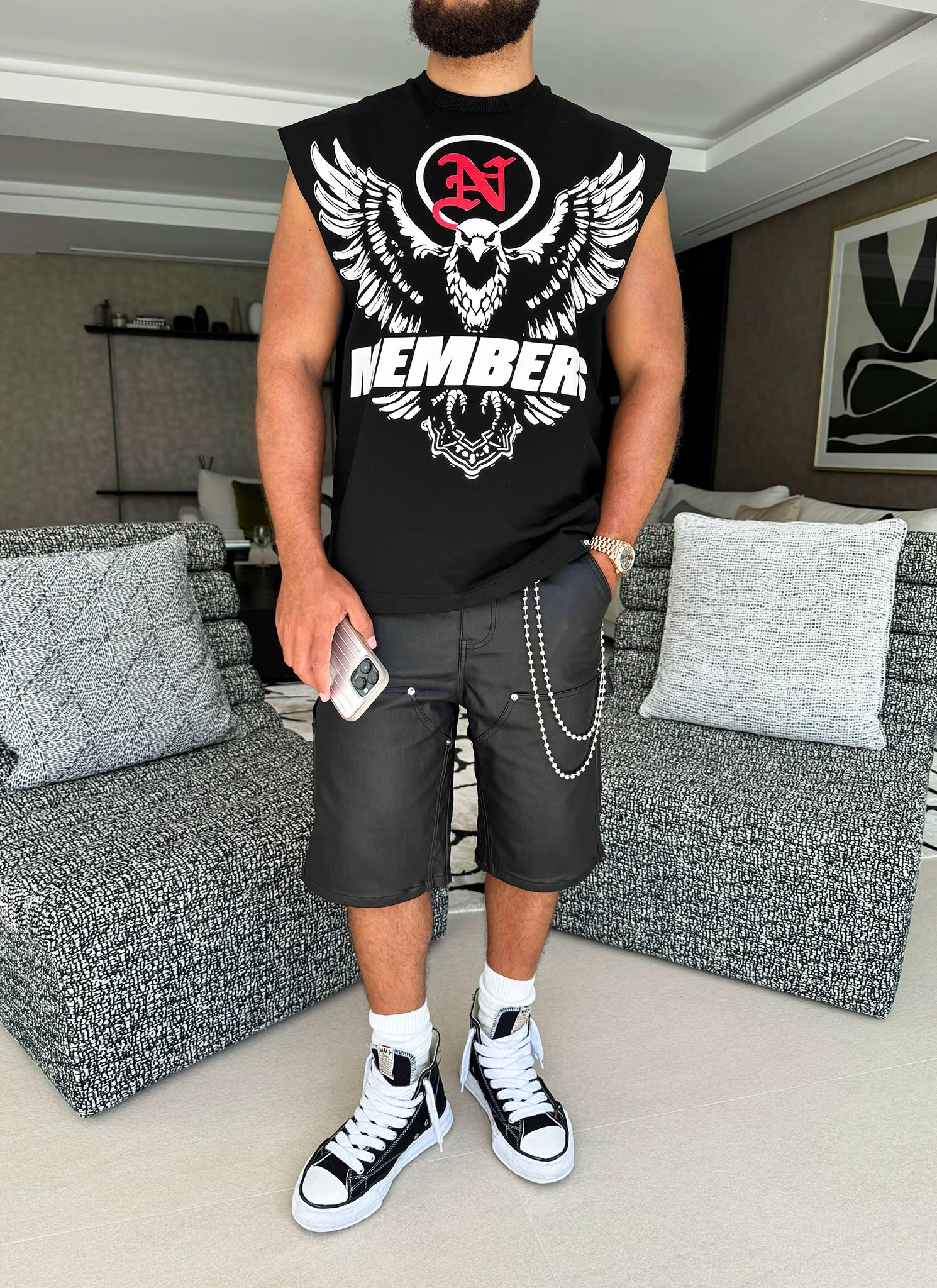 Members Eagle Sleeveless T-Shirt - Black - Image 10