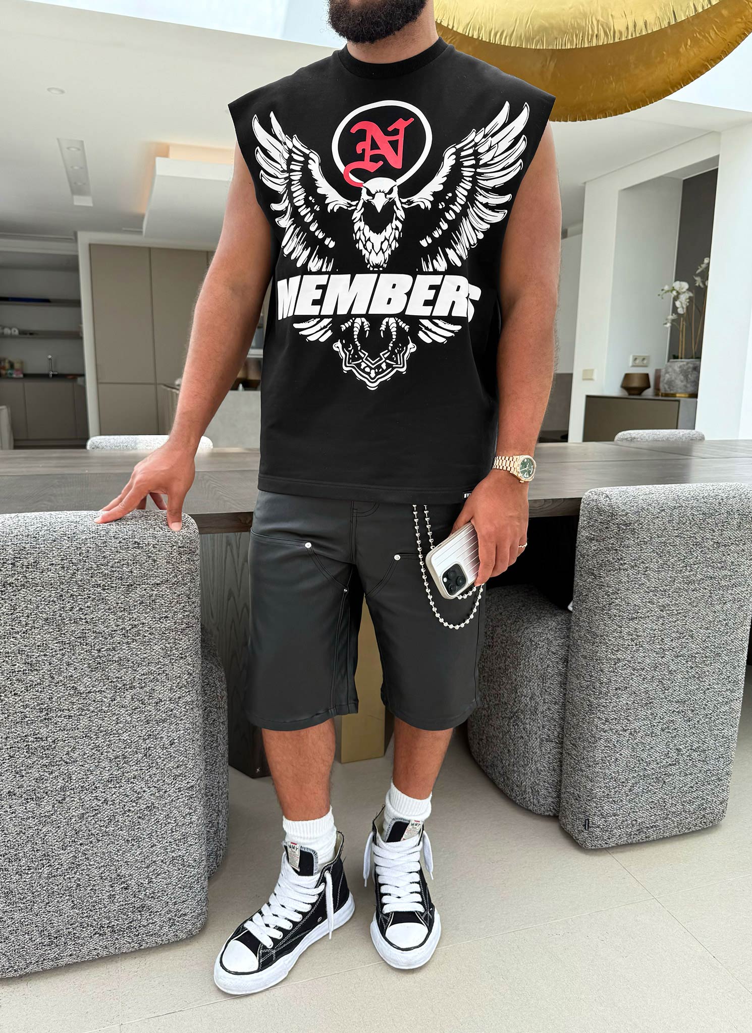 Members Eagle Sleeveless T-Shirt - Black - Image 3