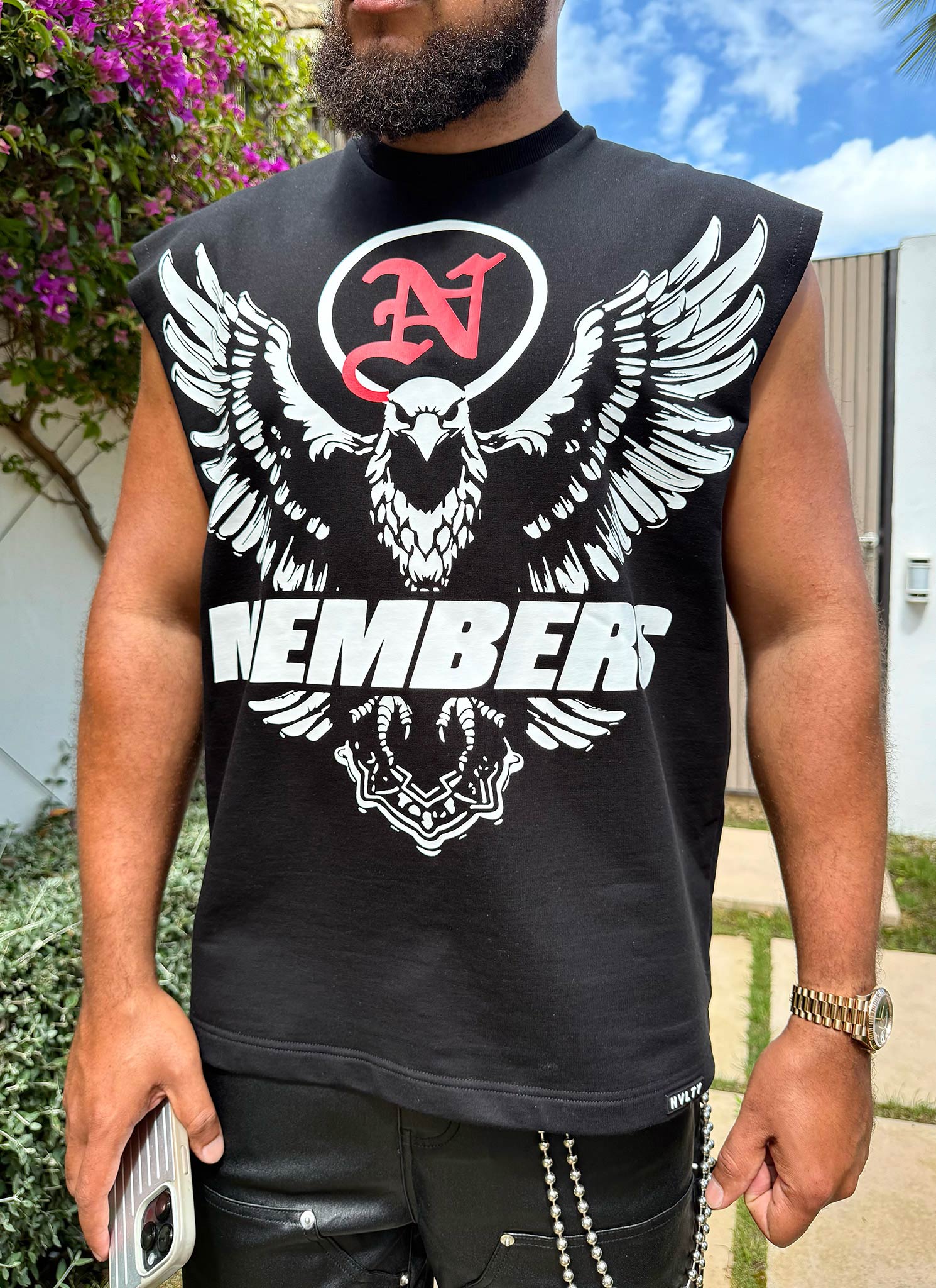 Members Eagle Sleeveless T-Shirt - Black - Image 6