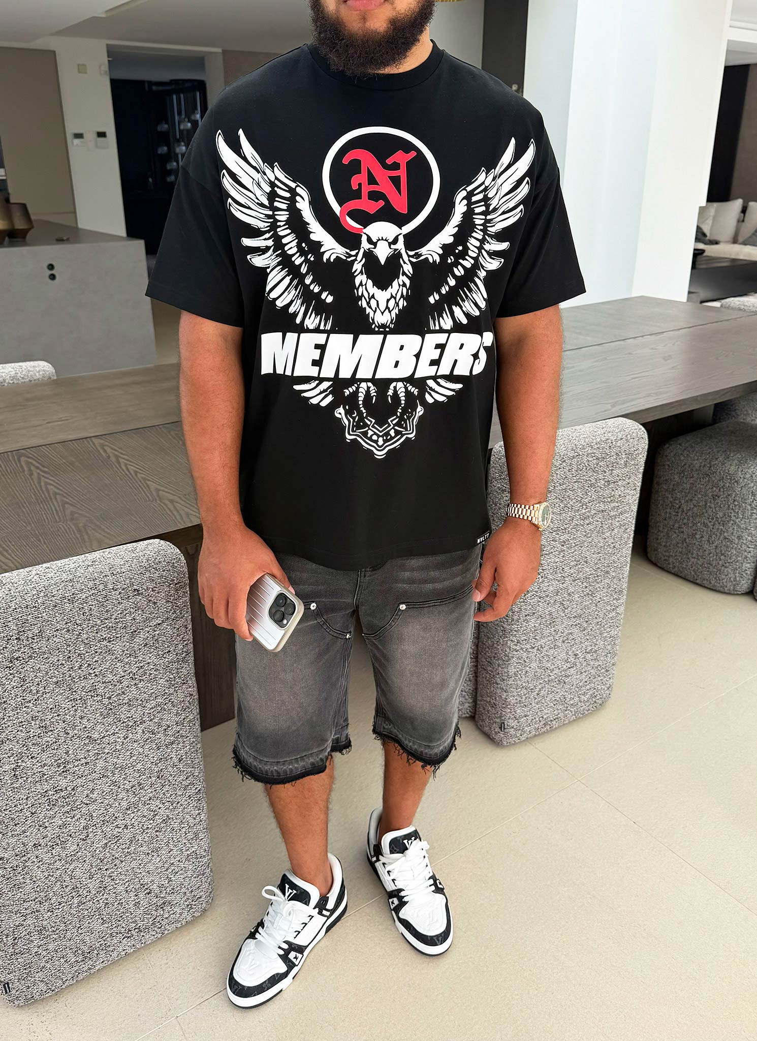 Members Eagle T-Shirt - Black - Image 3