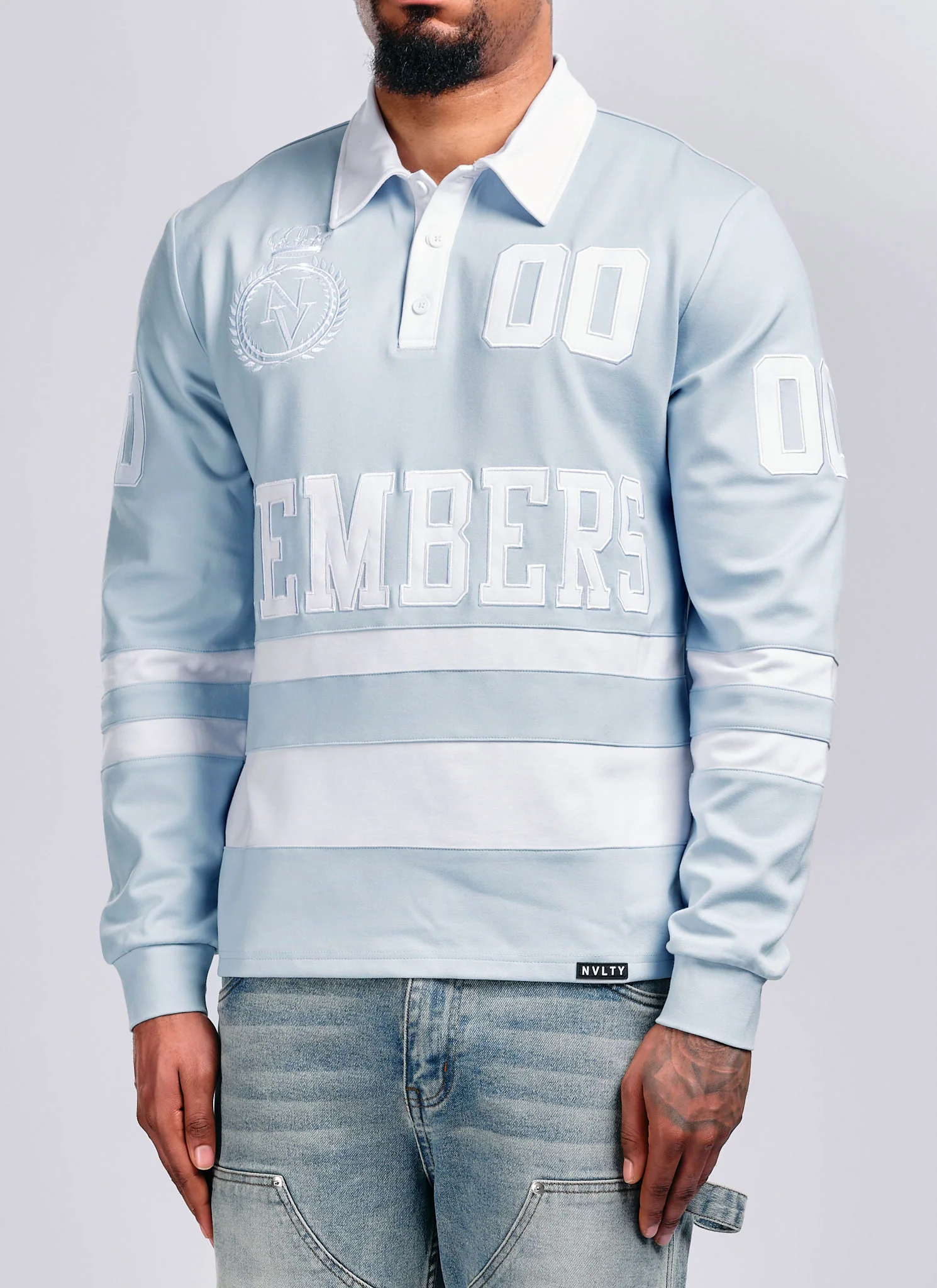 Members Royal Rugby Shirt - Baby Blue - Image 3
