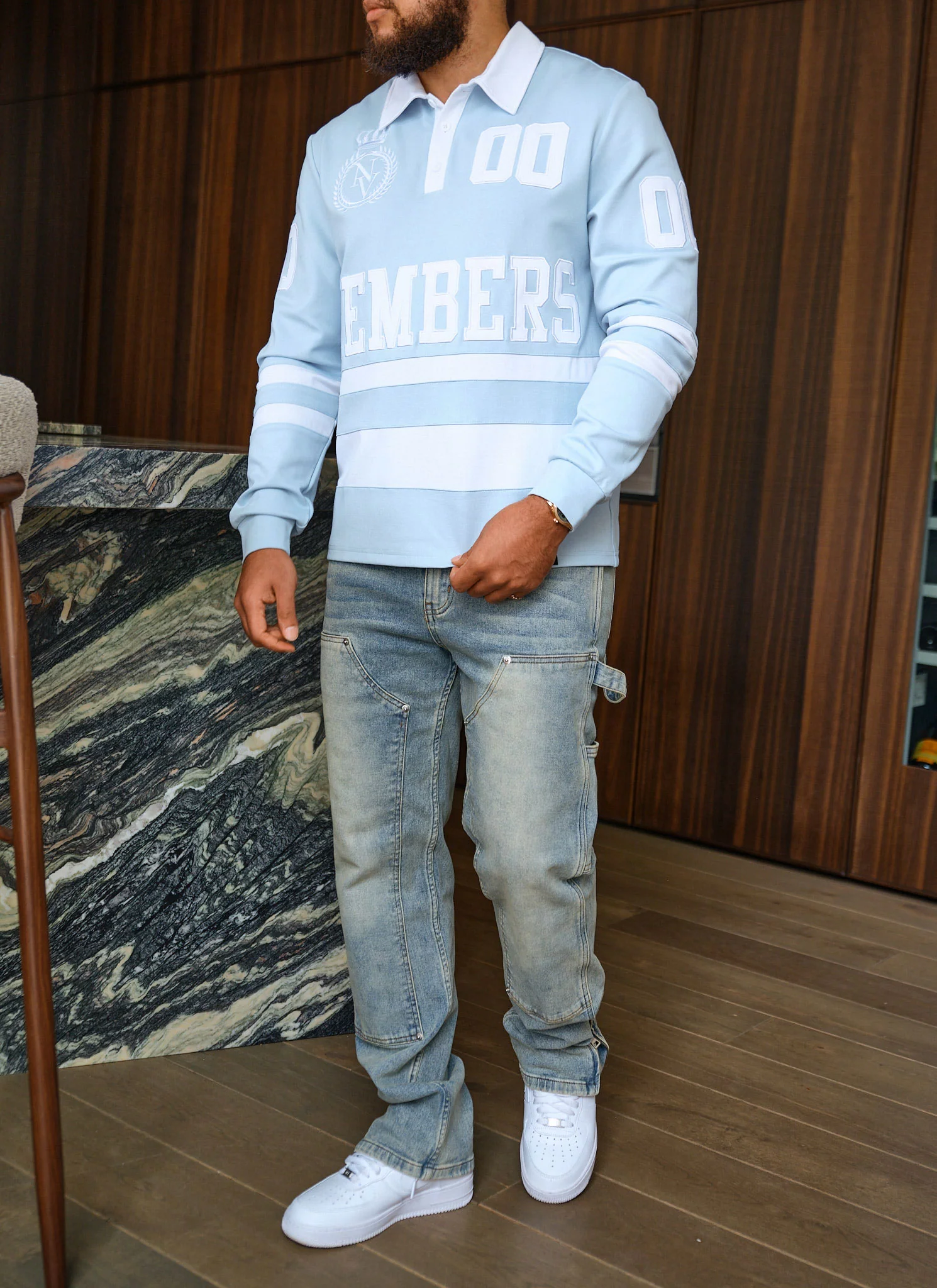 Members Royal Rugby Shirt - Baby Blue - Image 4