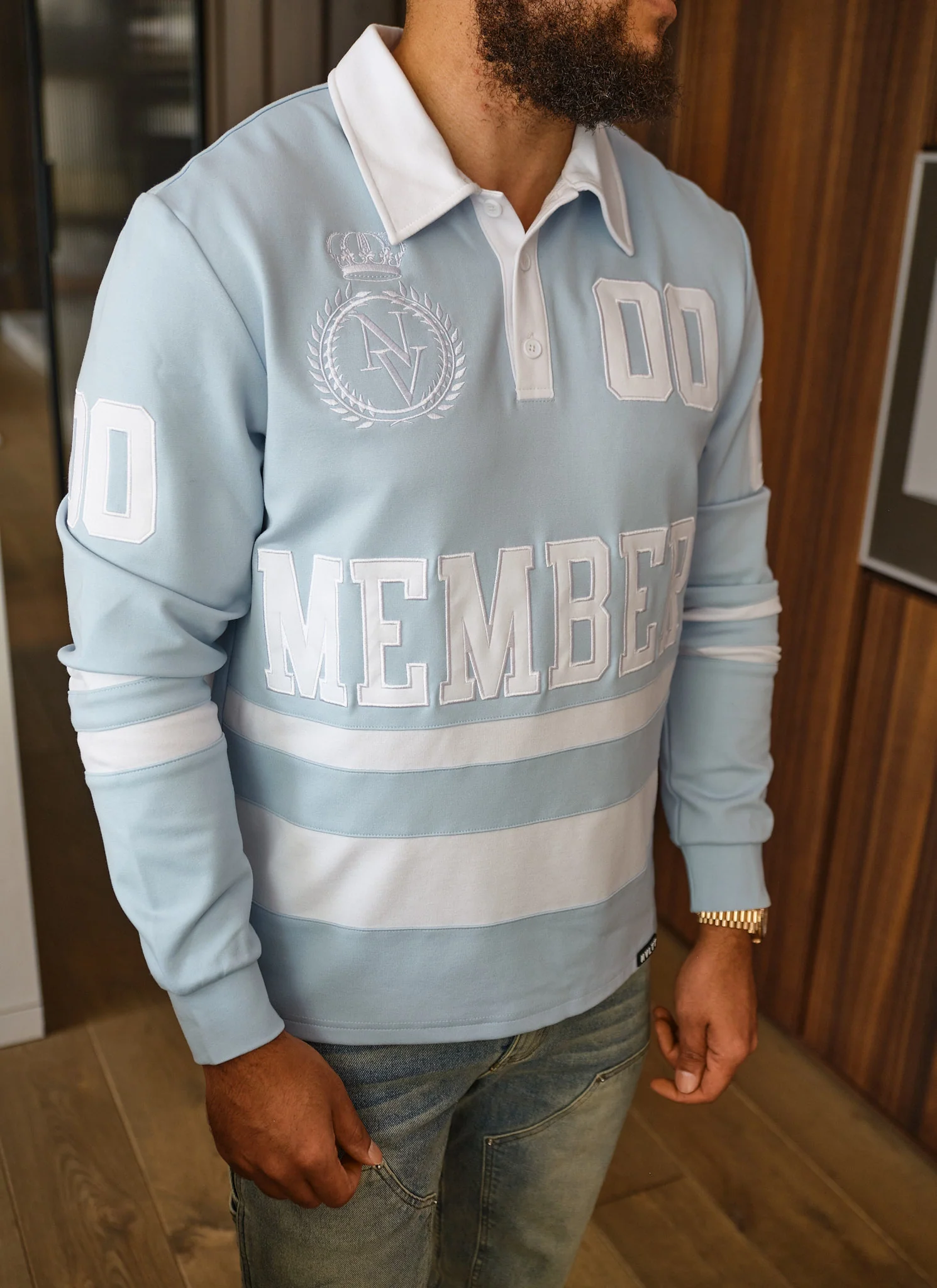 Members Royal Rugby Shirt - Baby Blue - Image 6