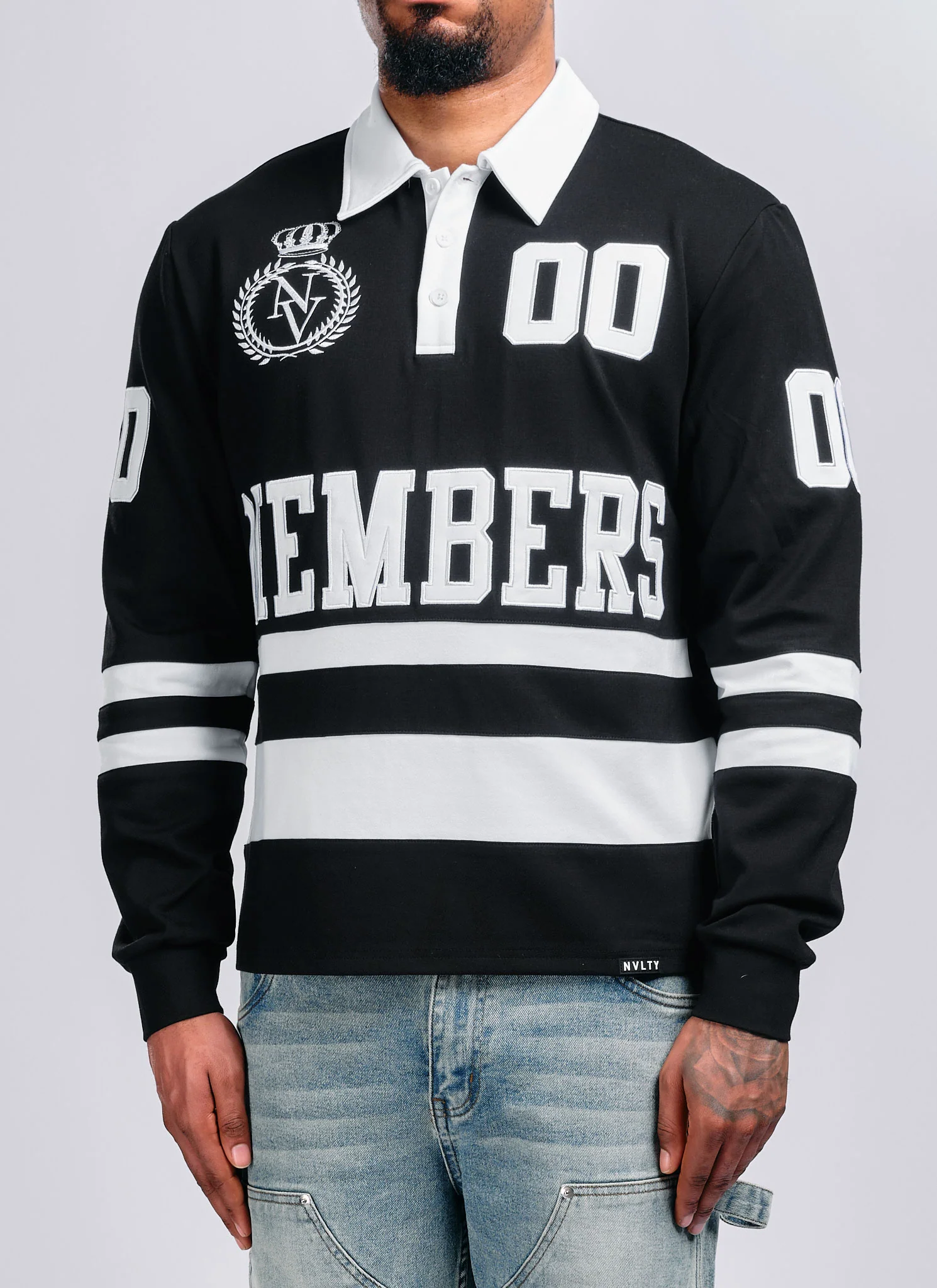 Members Royal Rugby Shirt - Black - Image 3