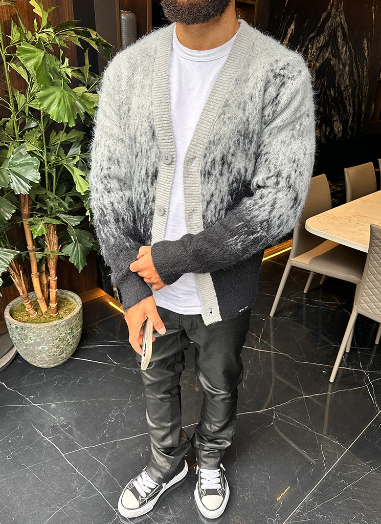 Mohair Gradient Cardigan - Black - Image 11