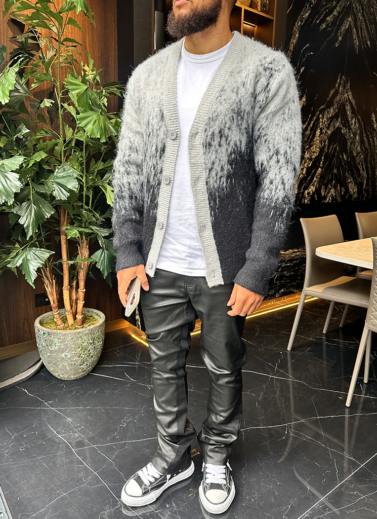 Mohair Gradient Cardigan - Black - Image 13