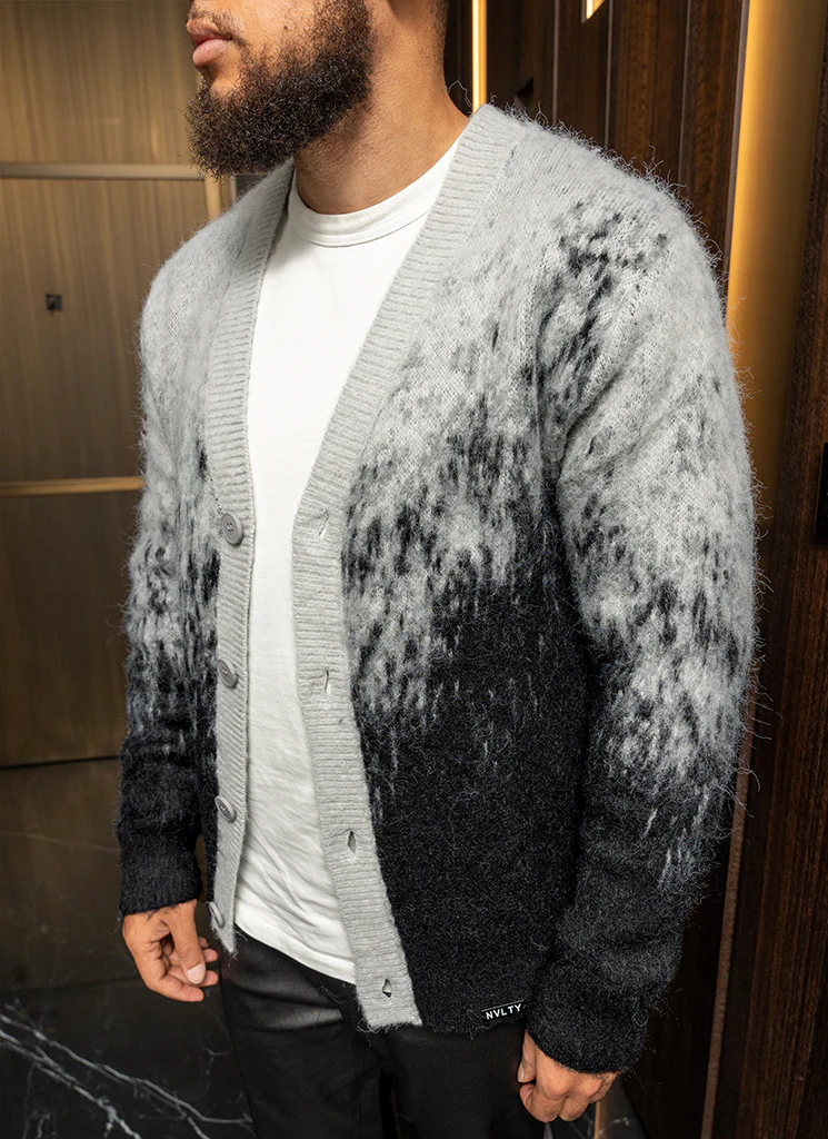 Mohair Gradient Cardigan - Black - Image 5