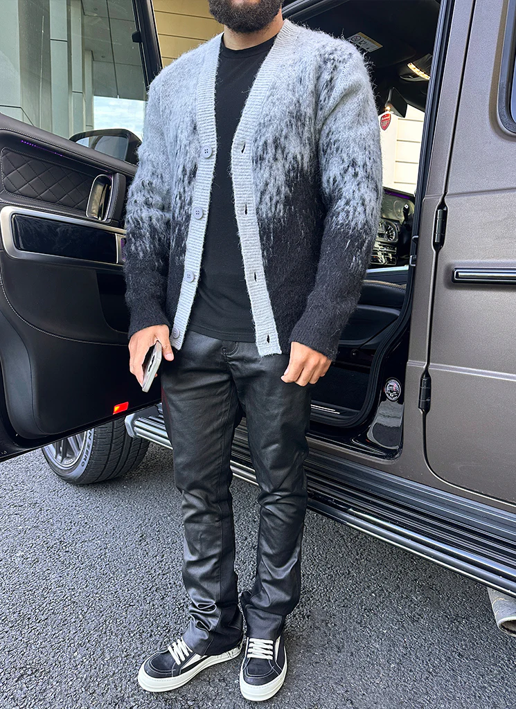 Mohair Gradient Cardigan - Black - Image 9