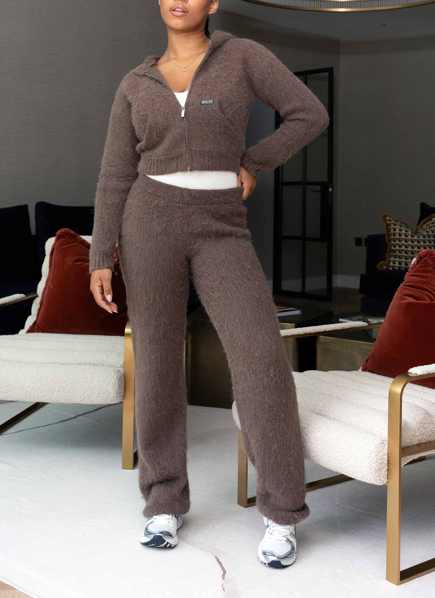 Mohair Zip Hoodie - Brown - Image 5
