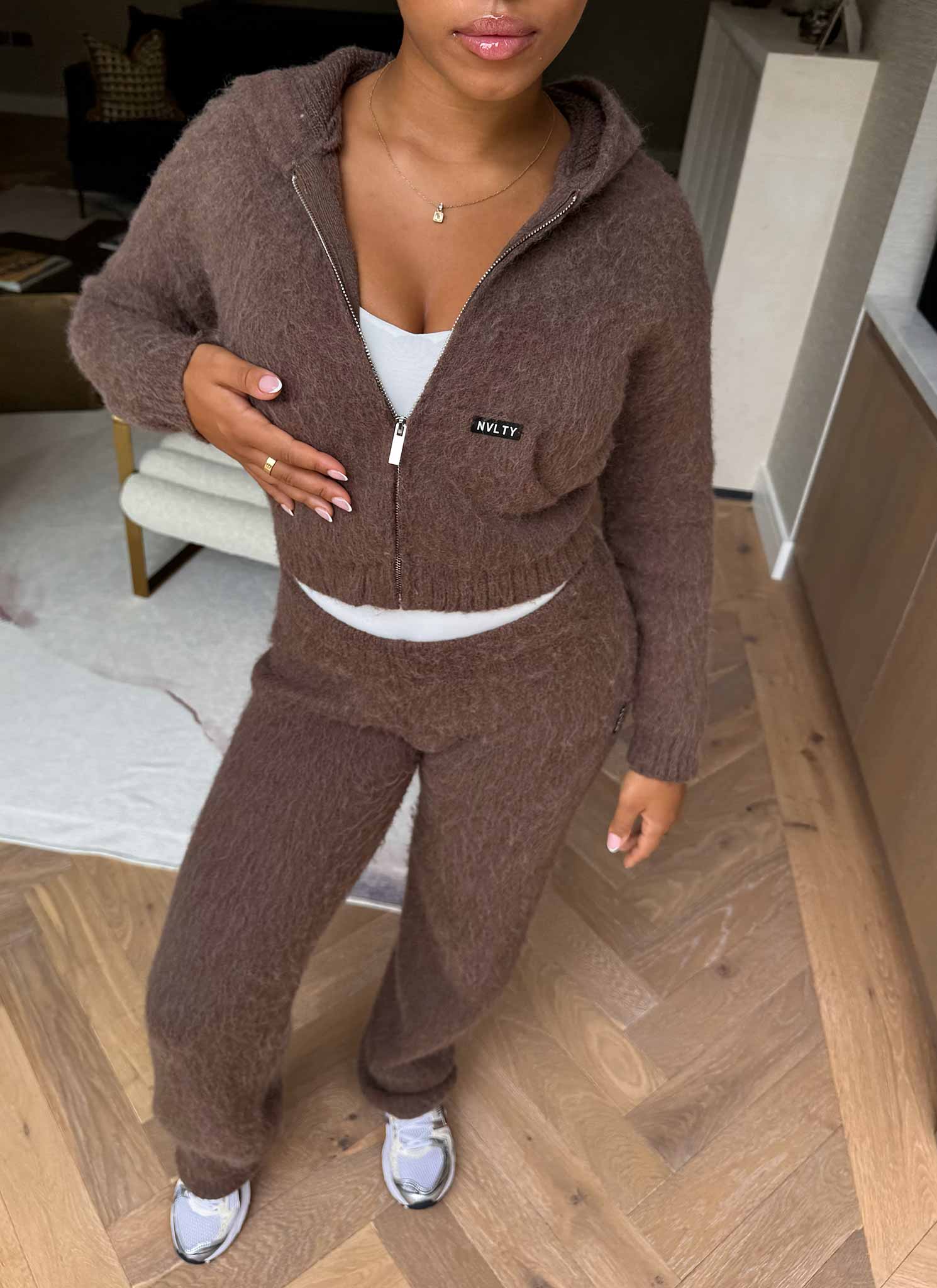 Mohair Zip Hoodie - Brown - Image 9
