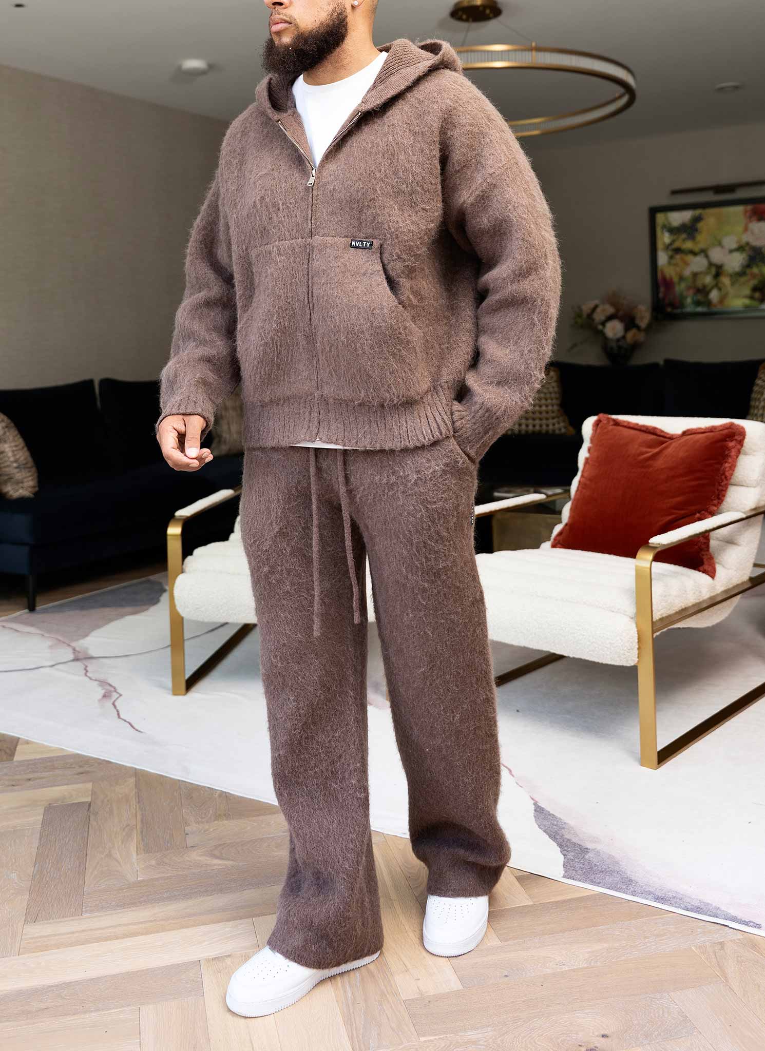 Mohair Zip Hoodie - Brown - Image 3
