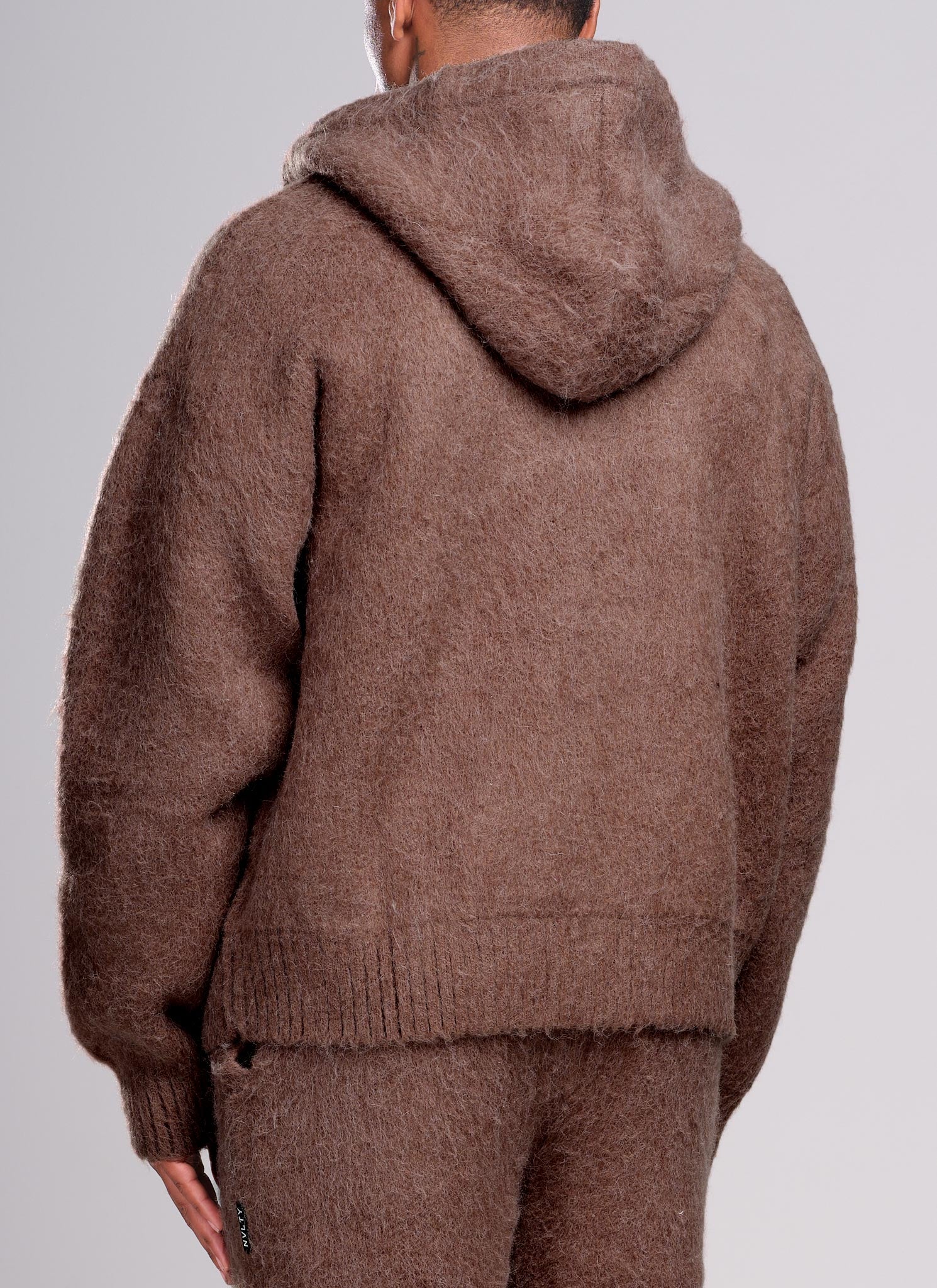 Mohair Zip Hoodie - Brown - Image 4