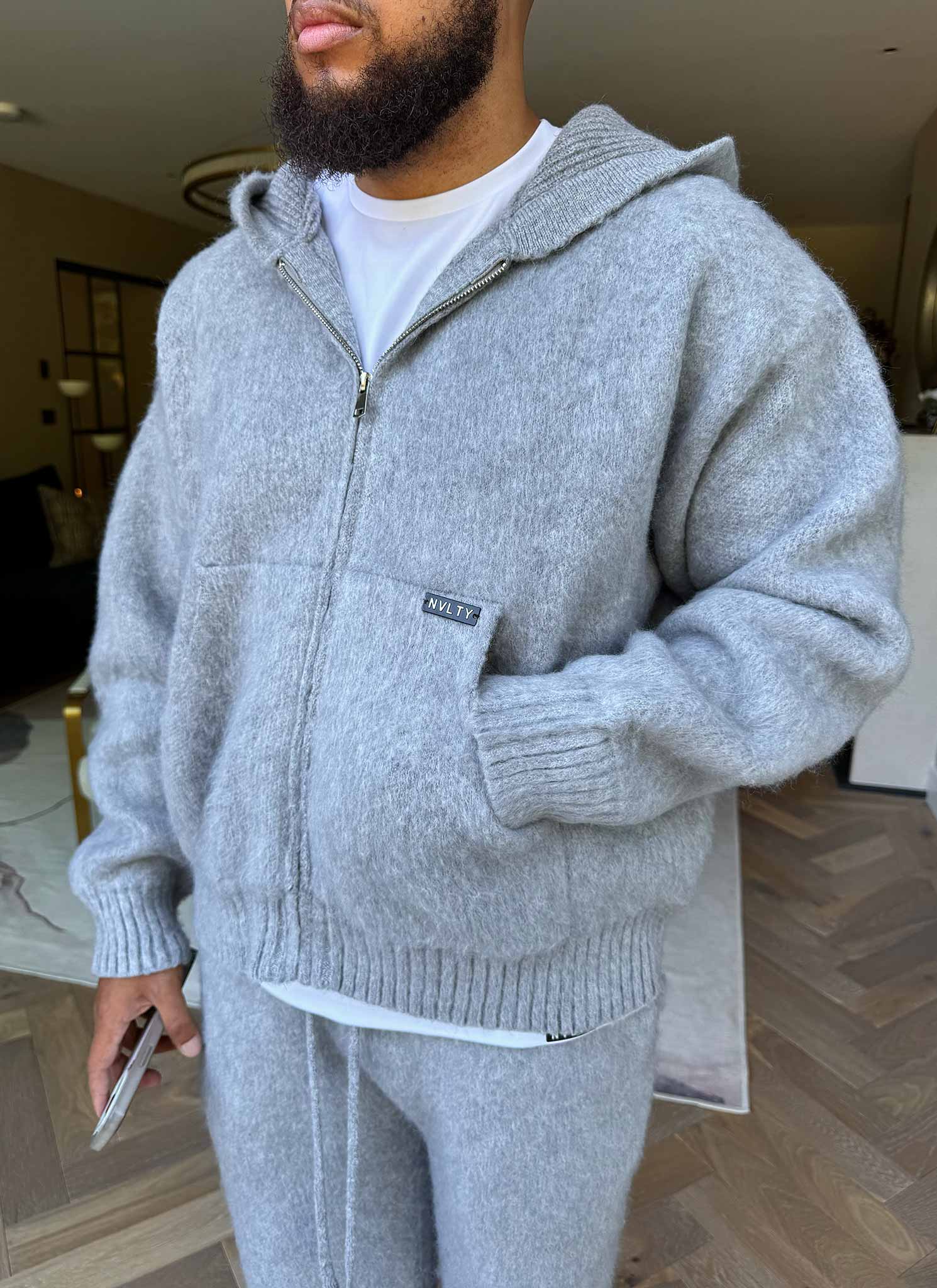 Mohair Zip Hoodie - Grey - Image 10
