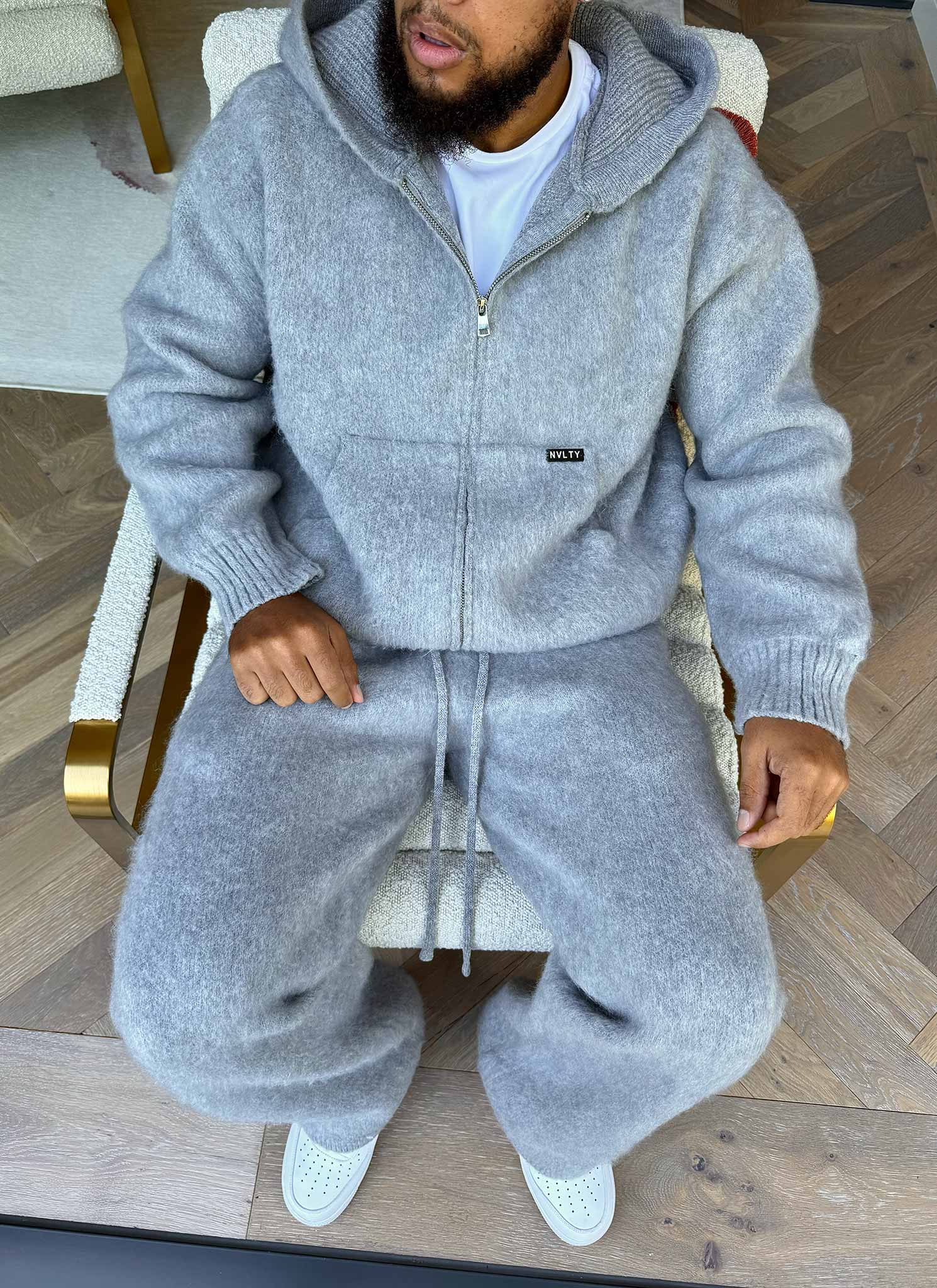 Mohair Zip Hoodie - Grey - Image 13
