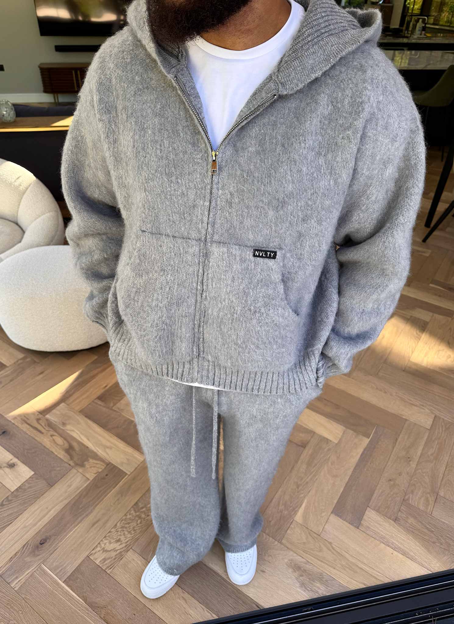 Mohair Zip Hoodie - Grey - Image 8