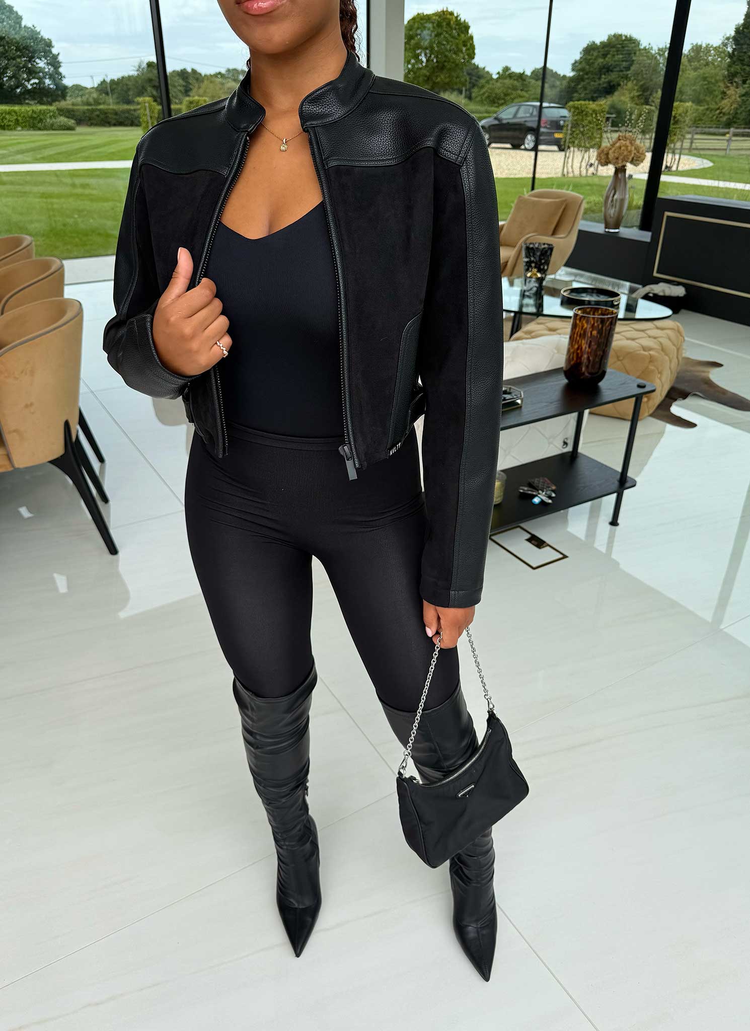 Moto Biker Jacket - Black - Image 7