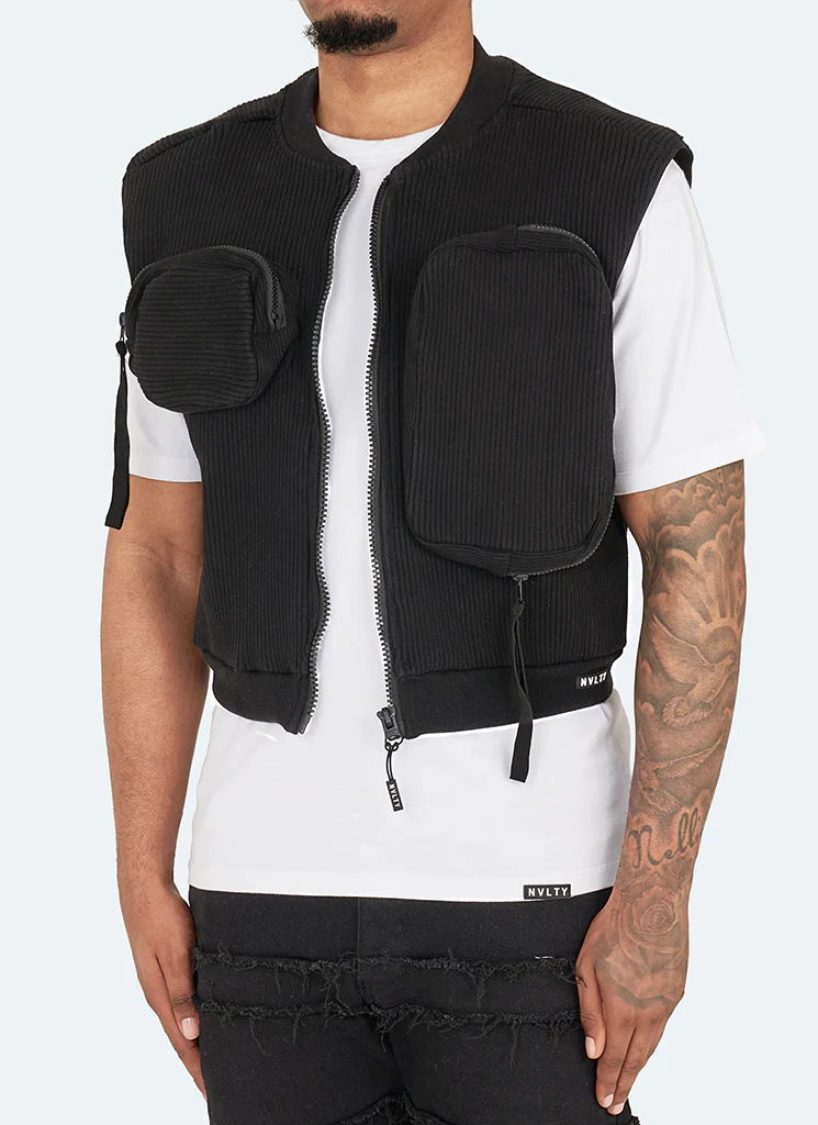 Multi Pocket Ribbed Harness - Black - Image 4