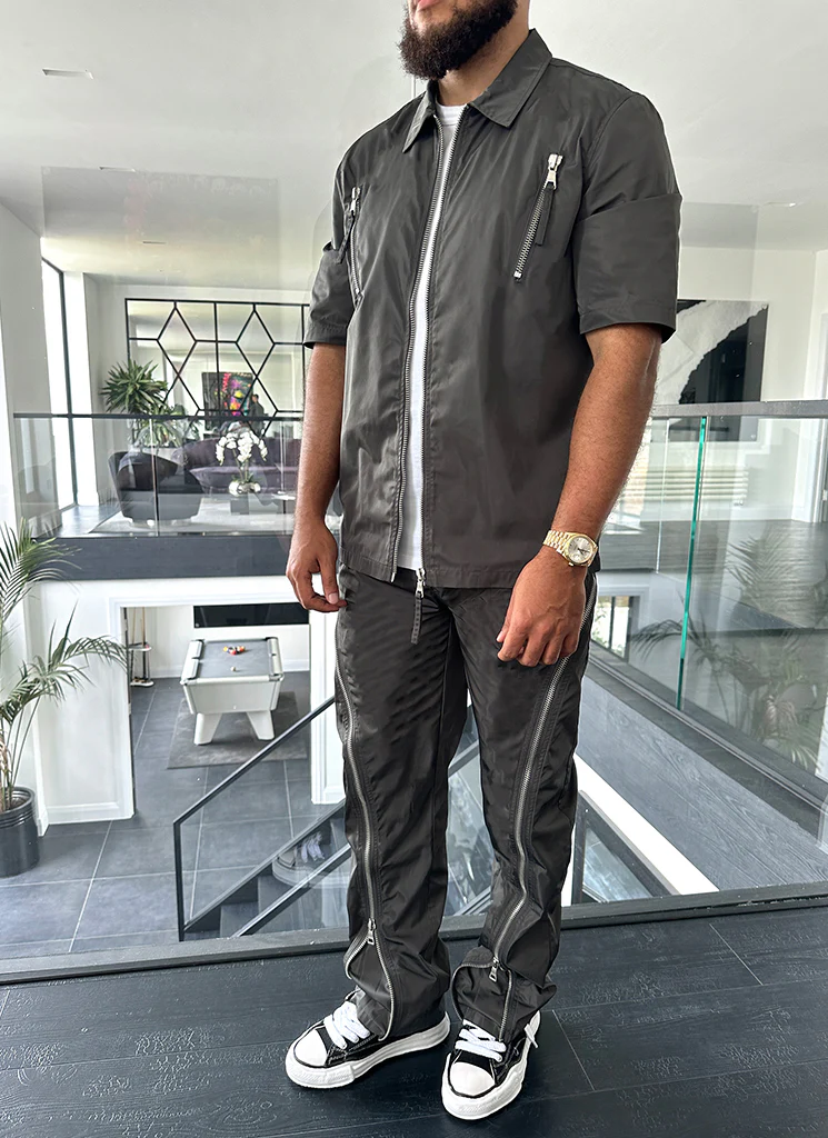 Nylon Zipper Shirt - Grey - Image 10